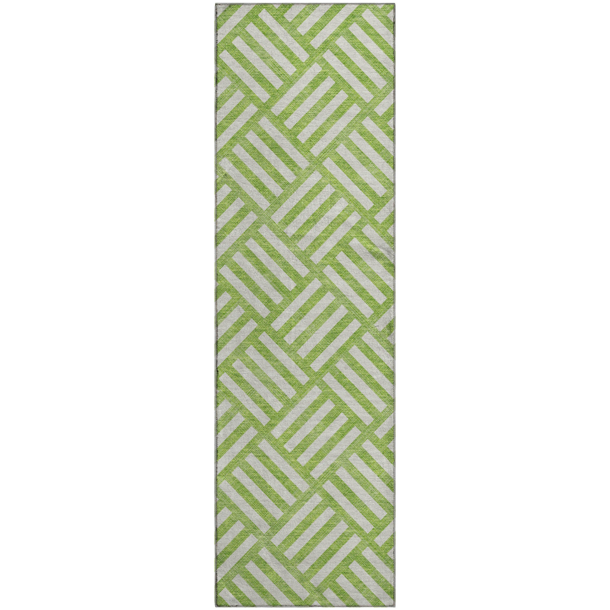 Kathmandu Machine Washable Transitional Lime Green Rug 2'3" x 7'6" #shape_Runner