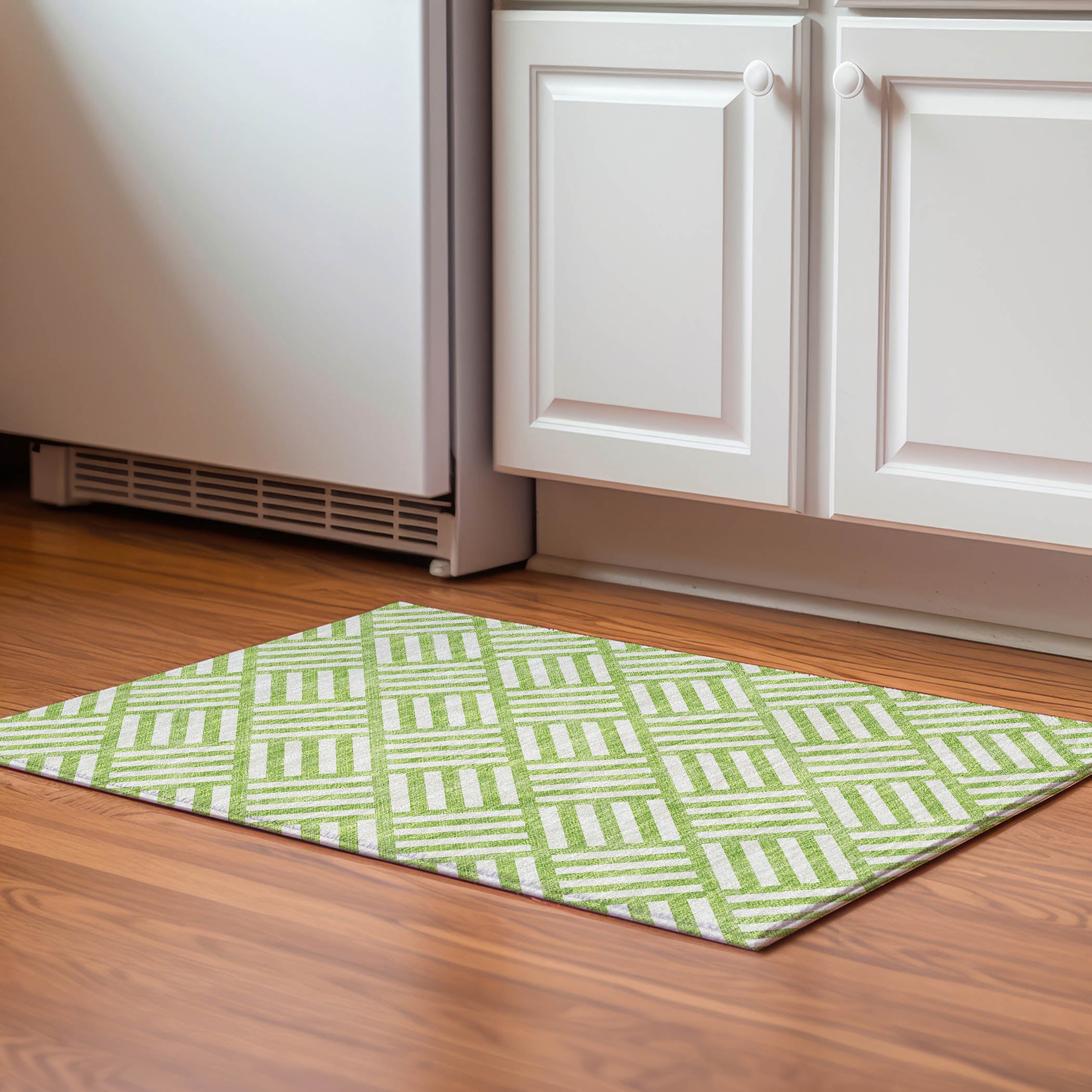 Kathmandu Machine Washable Transitional Lime Green Rug 1'8" x 2'6" #shape_Rectangle