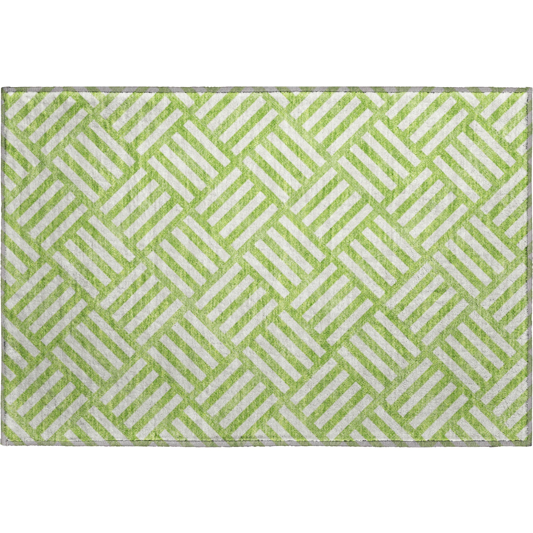 Kathmandu Machine Washable Transitional Lime Green Rug 1'8" x 2'6" #shape_Rectangle