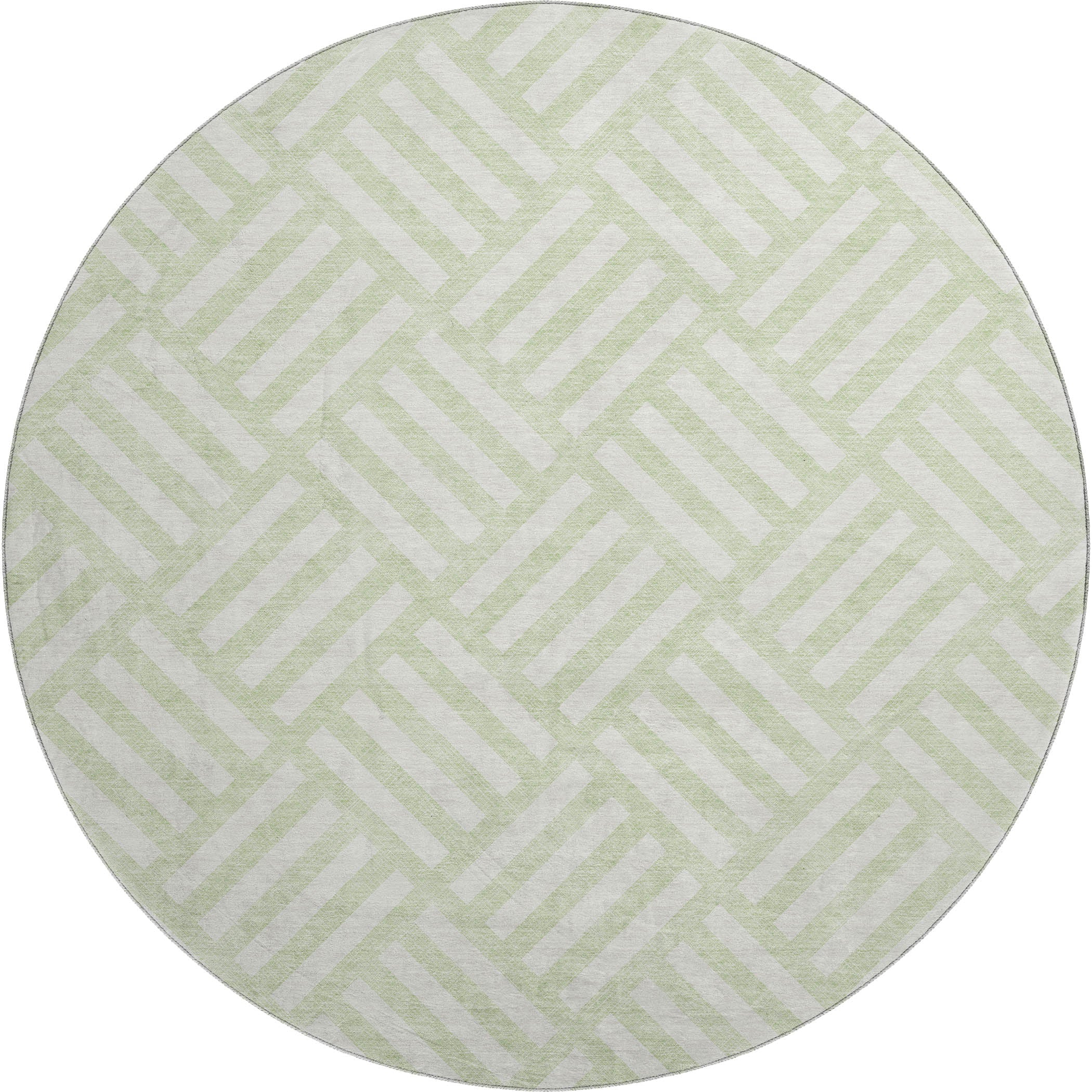 Kathmandu Machine Washable Transitional Mint Green Rug 8' x 8' #shape_Round