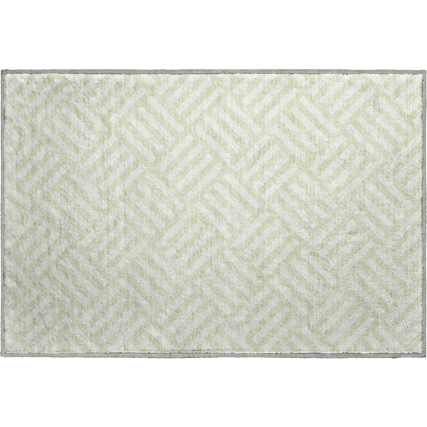 Kathmandu Machine Washable Transitional Mint Green Rug 1'8" x 2'6"