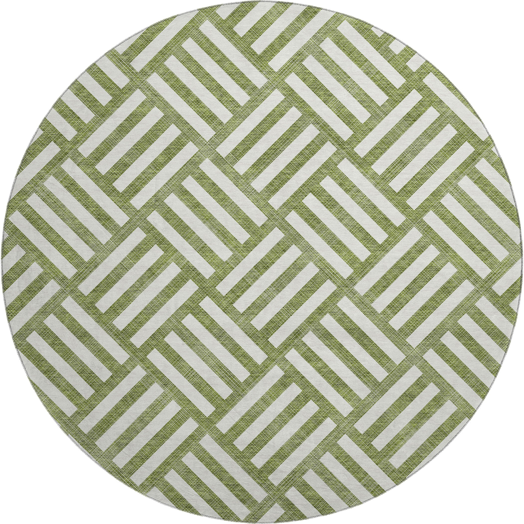 Kathmandu Machine Washable Transitional Olive Green Rug 8' x 8' #shape_Round