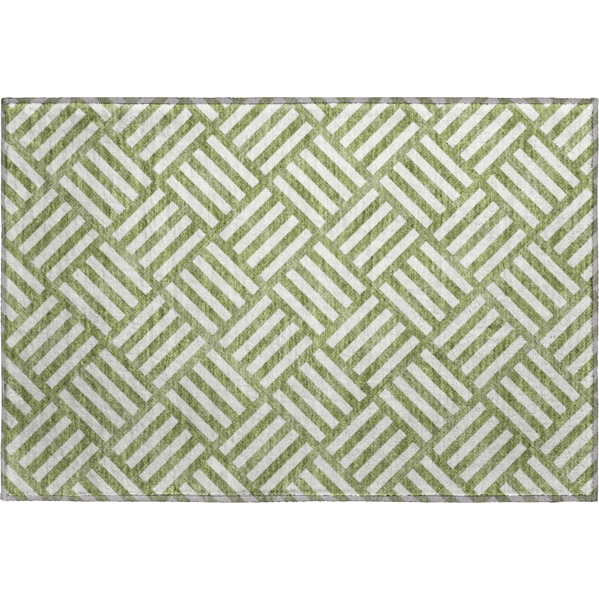 Kathmandu Machine Washable Transitional Olive Green Rug 1'8" x 2'6" #shape_Rectangle