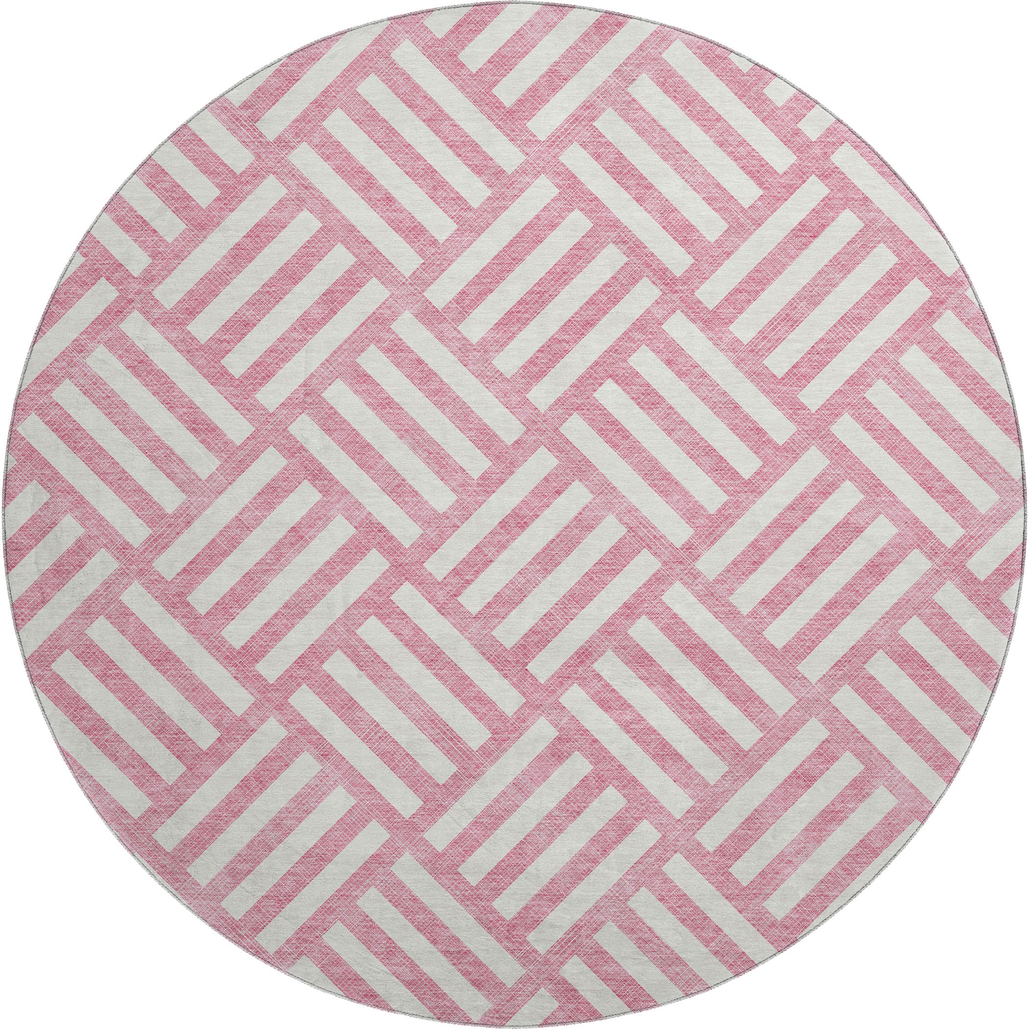 Kathmandu Machine Washable Transitional Pink Rug 8' x 8' #shape_Round