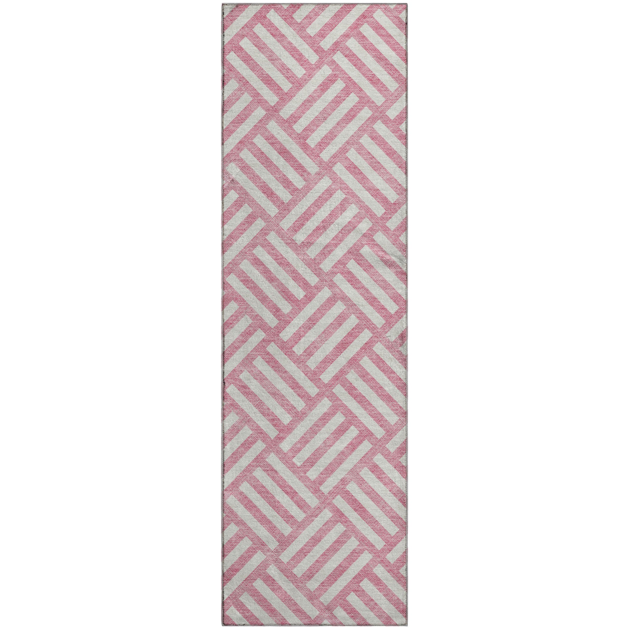 Kathmandu Machine Washable Transitional Pink Rug 2'3" x 7'6" #shape_Runner