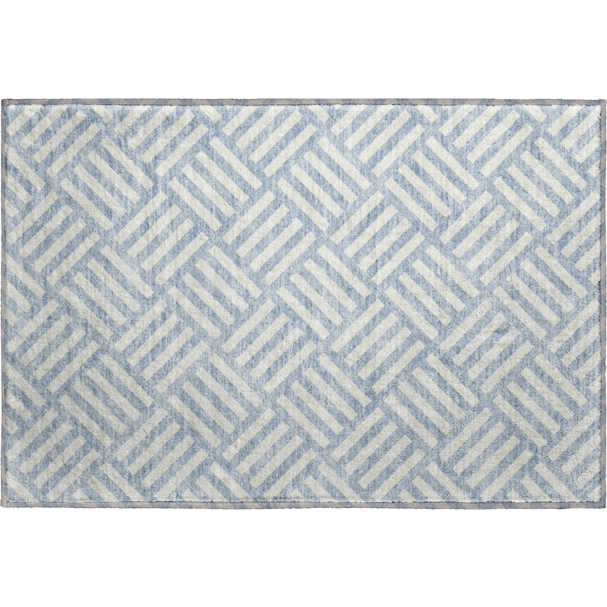Kathmandu Machine Washable Transitional Sky Blue Rug 1'8" x 2'6" #shape_Rectangle