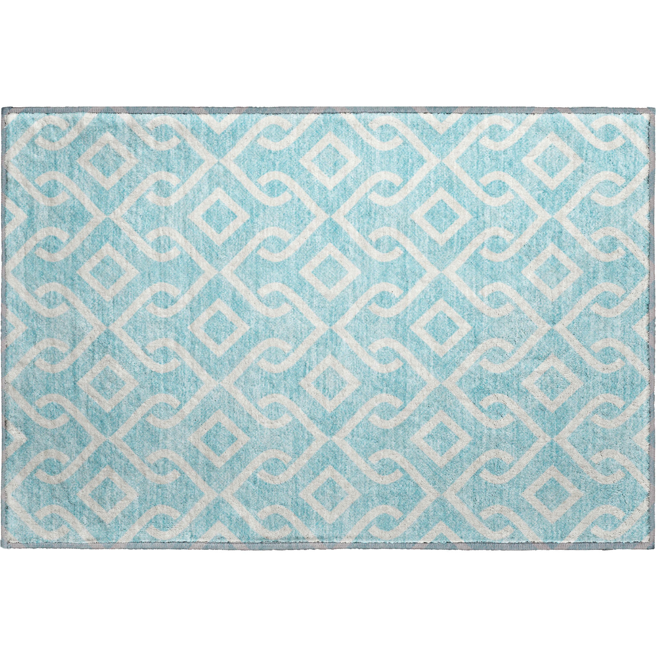 Mostar Machine Washable Transitional Aqua Teal Rug 1'8" x 2'6" #shape_Rectangle