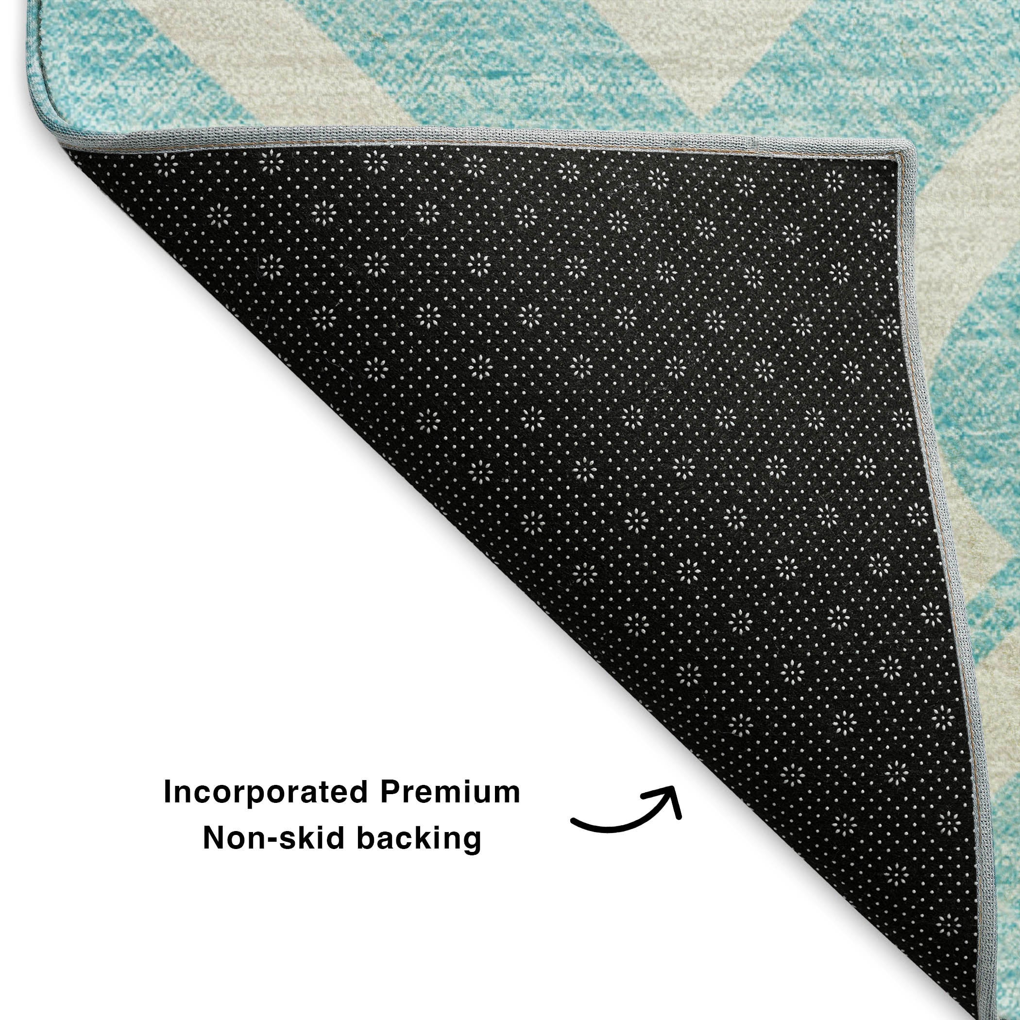 Mostar Machine Washable Transitional Aqua Teal Rug 1'8" x 2'6" #shape_Rectangle
