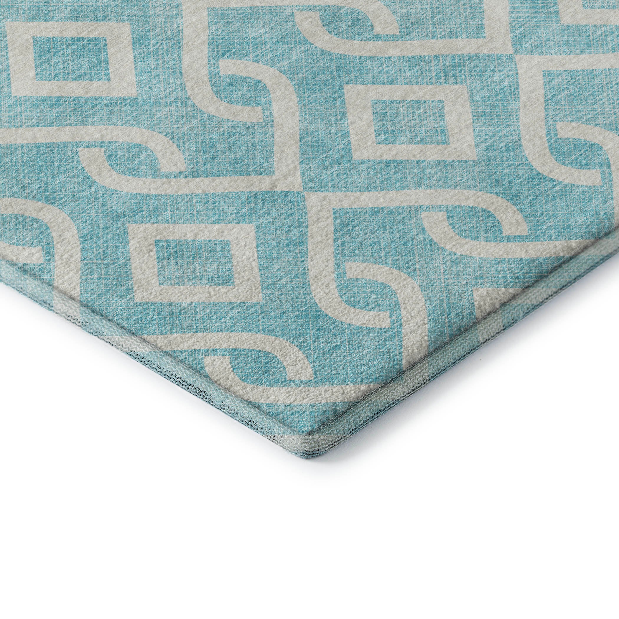 Mostar Machine Washable Transitional Aqua Teal Rug 1'8" x 2'6" #shape_Rectangle
