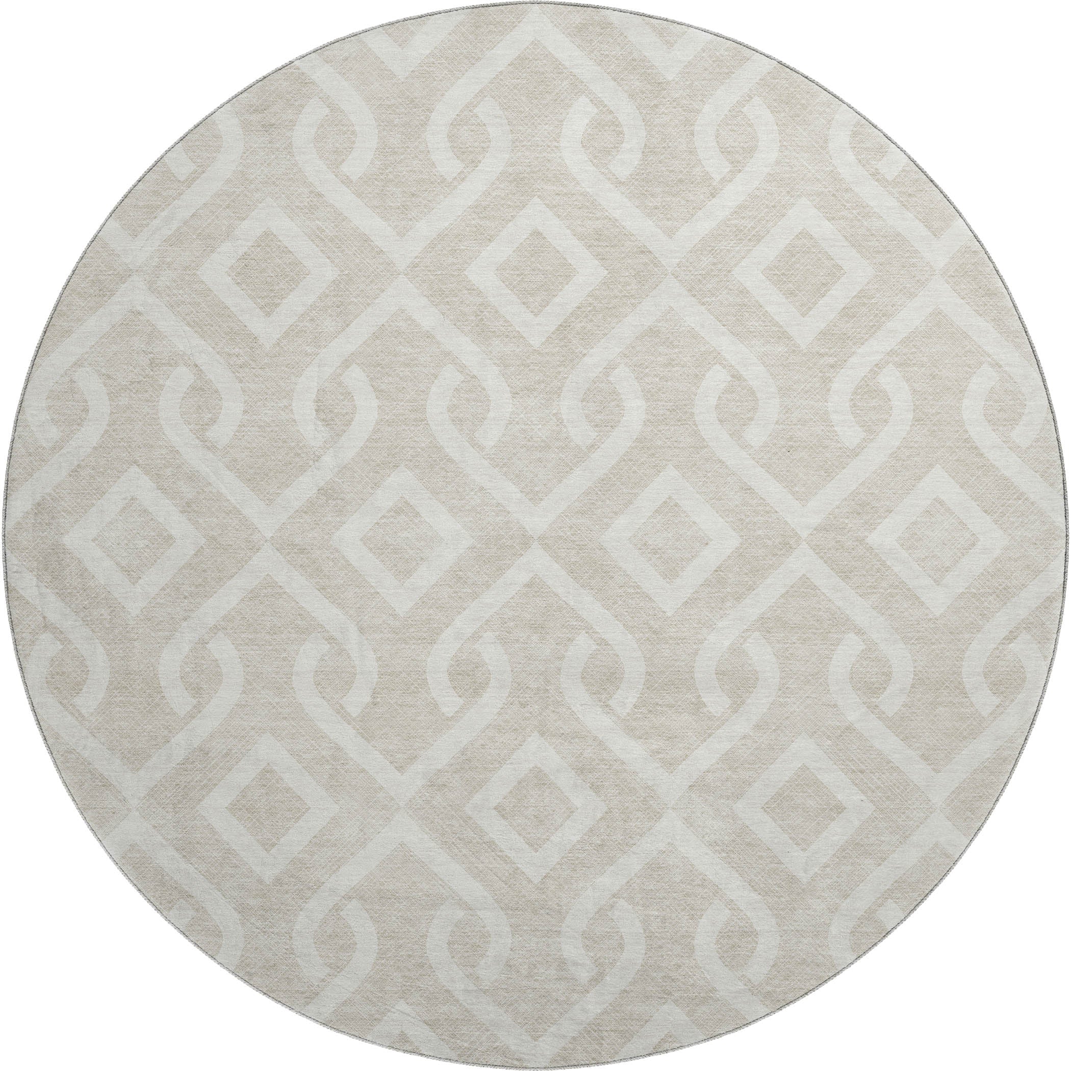 Mostar Machine Washable Transitional Beige Brown Rug 8' x 8' #shape_Round