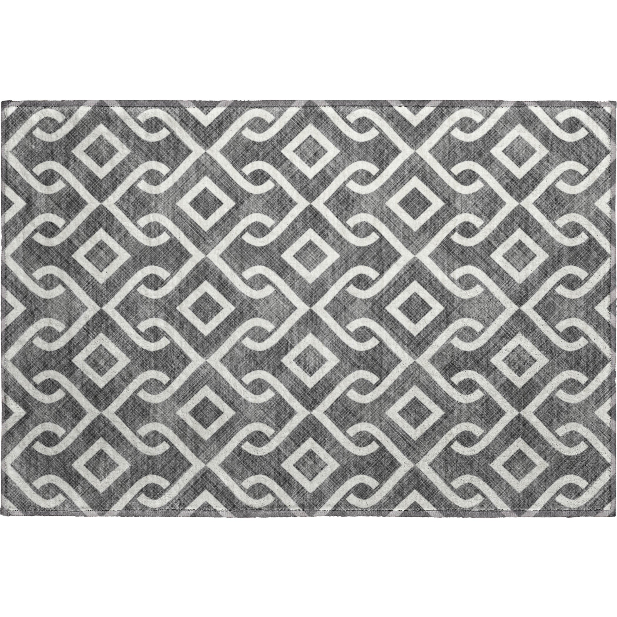 Mostar Machine Washable Transitional Black Rug 1'8" x 2'6" #shape_Rectangle