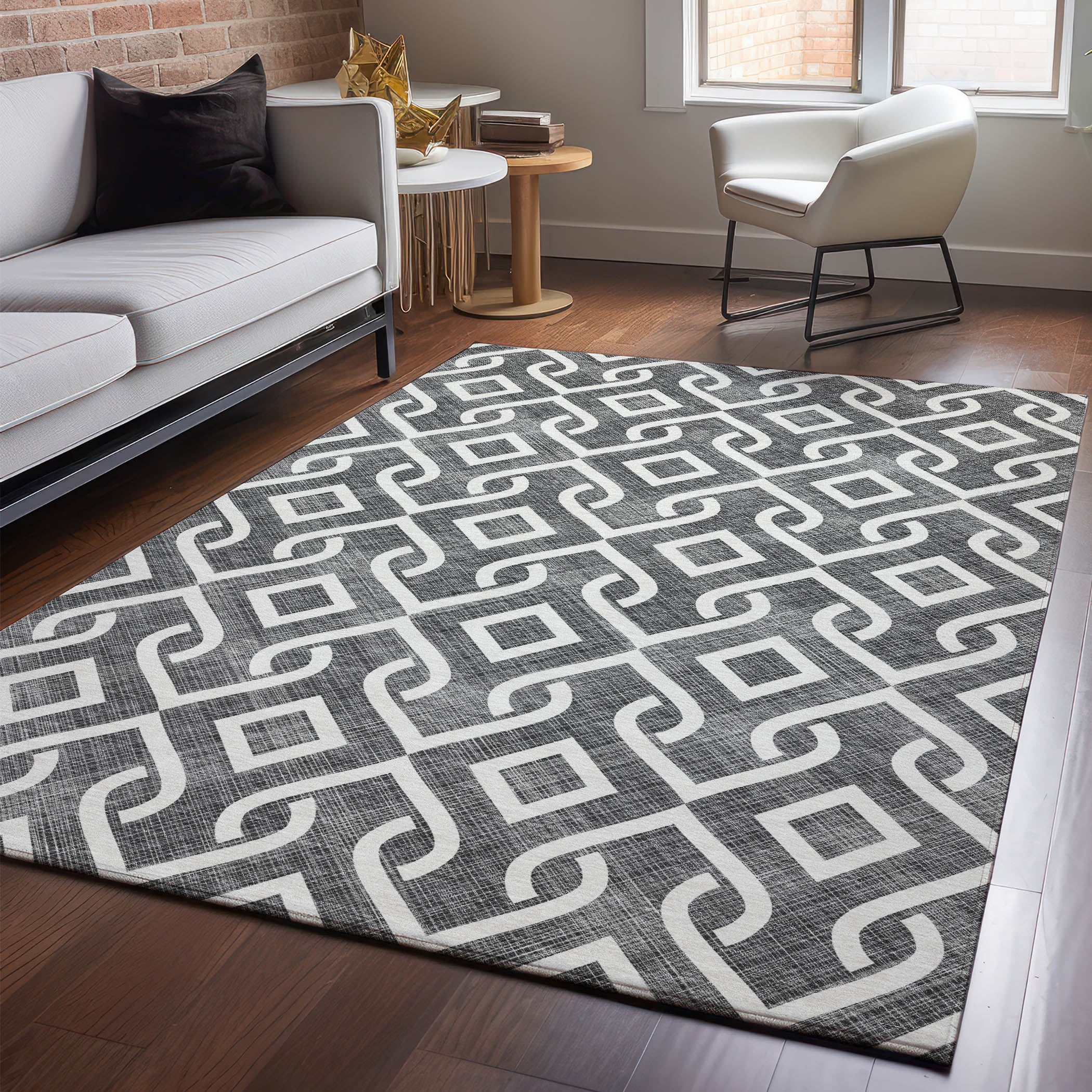 Mostar Machine Washable Transitional Black Rug 2'6" x 3'10" #shape_Rectangle