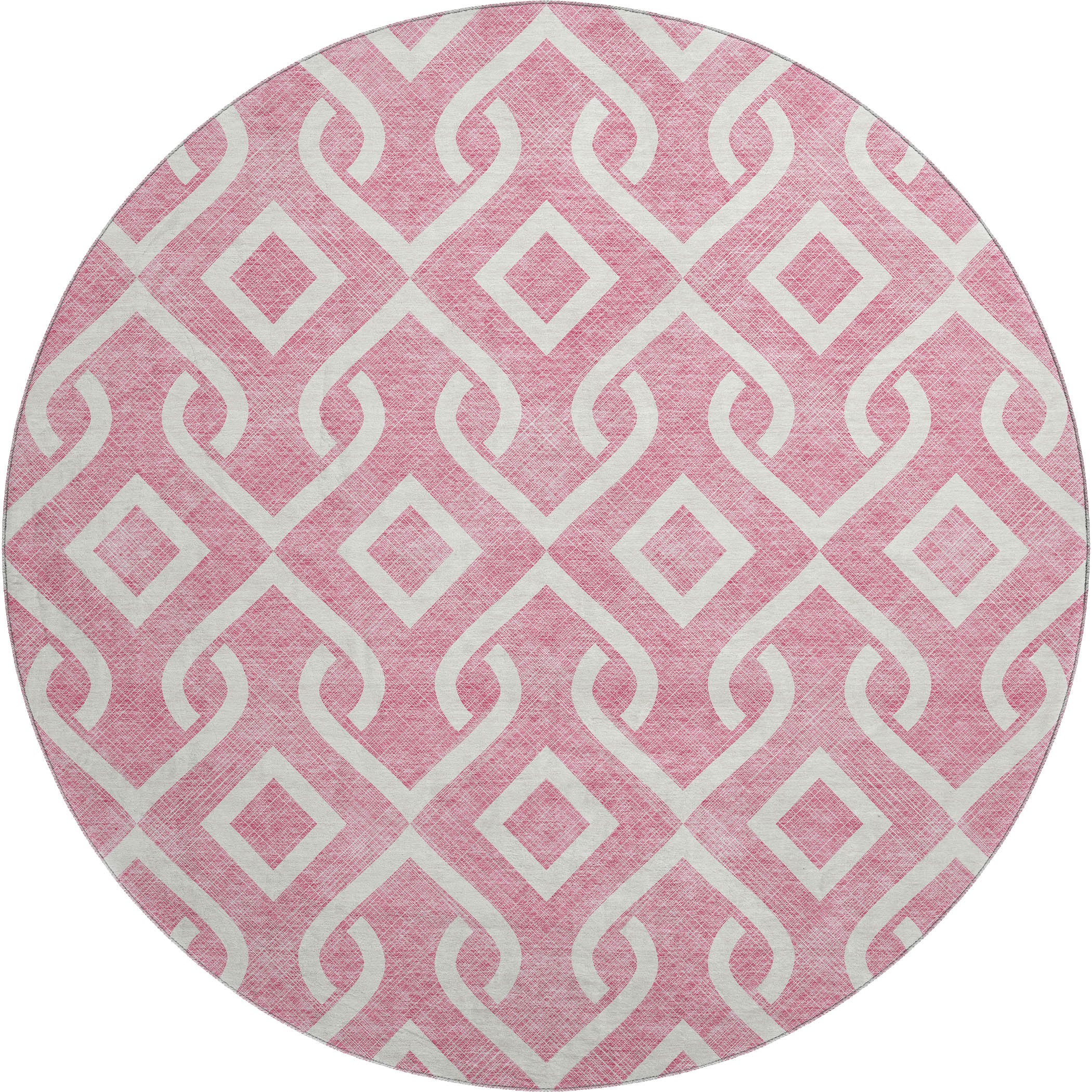 Mostar Machine Washable Transitional Blush Pink Rug 8' x 8' #shape_Round