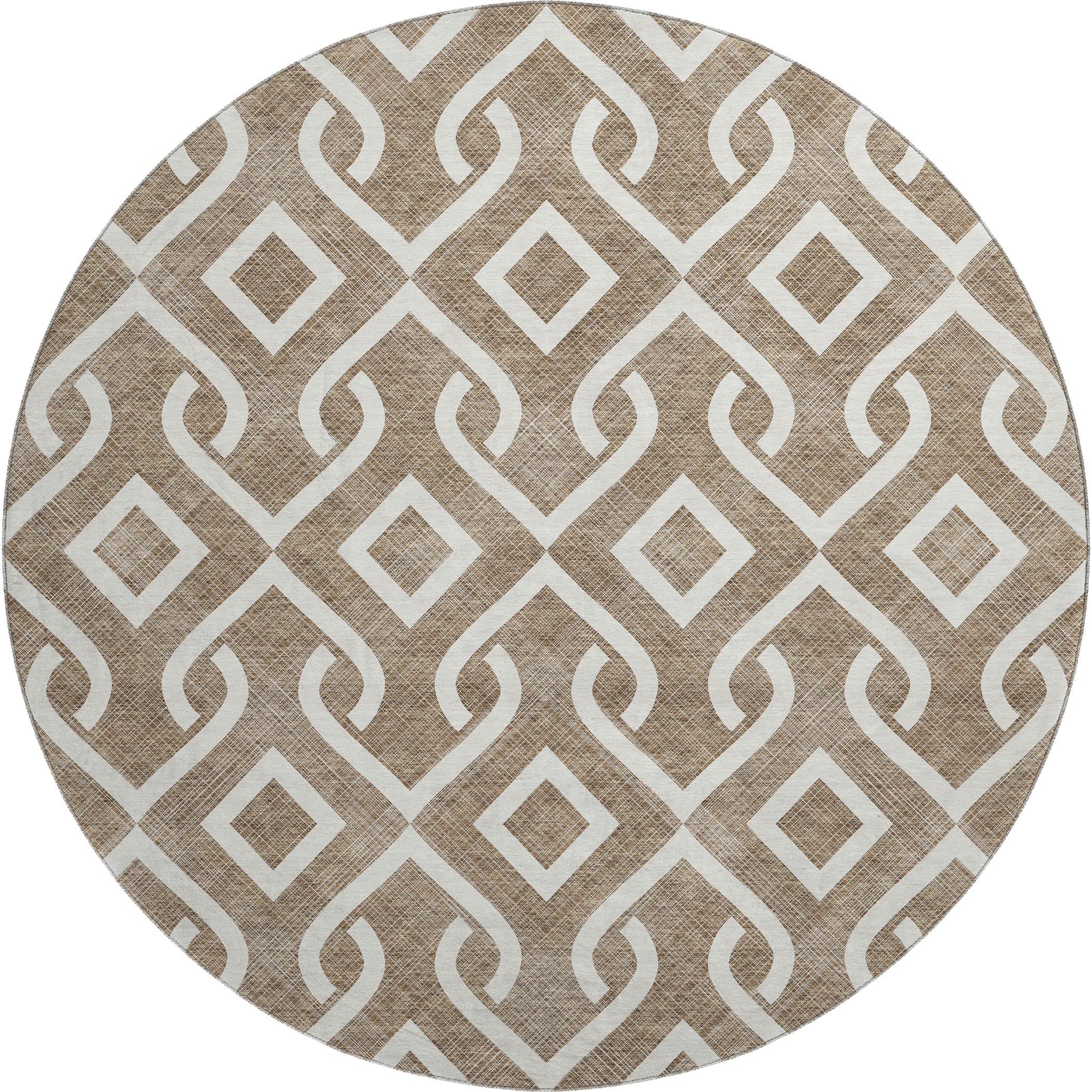 Mostar Machine Washable Transitional Brown Rug 8' x 8' #shape_Round