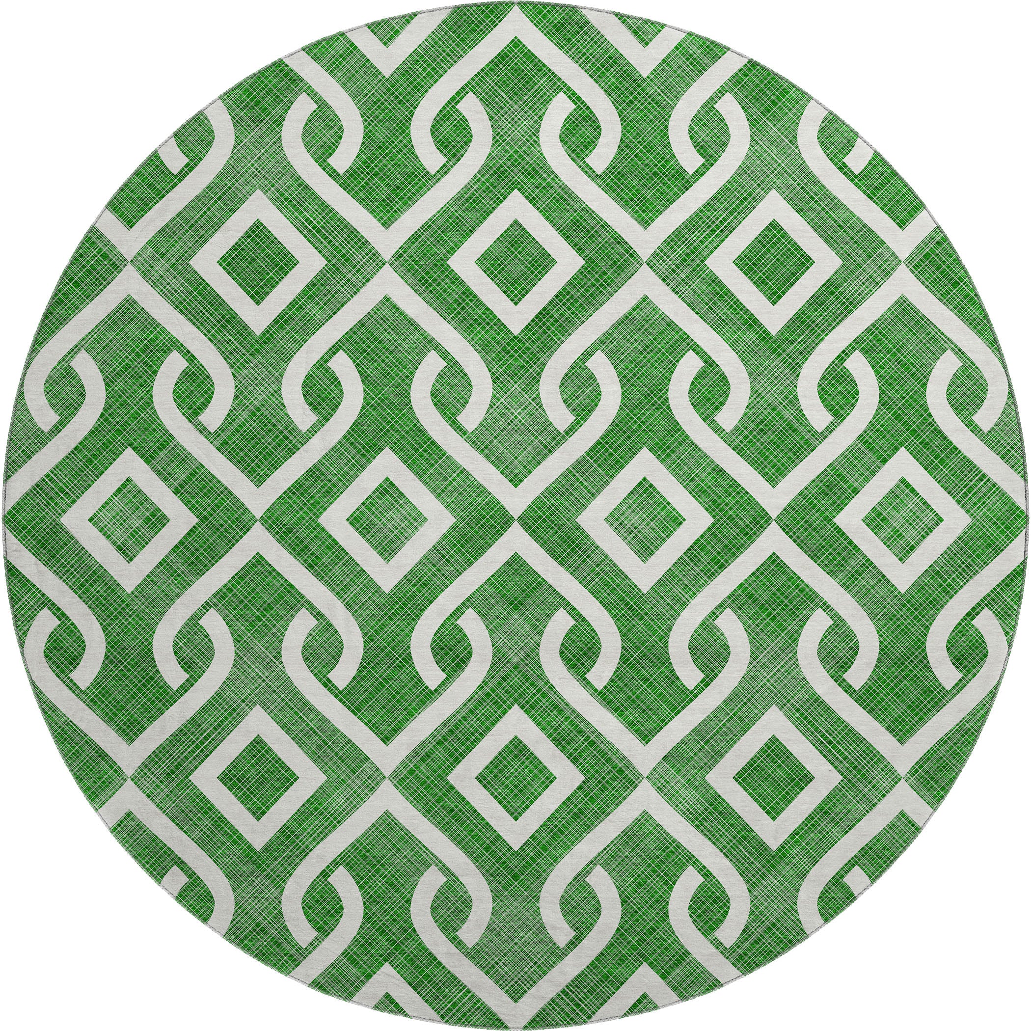 Mostar Machine Washable Transitional Emerald Green Rug 8' x 8' #shape_Round