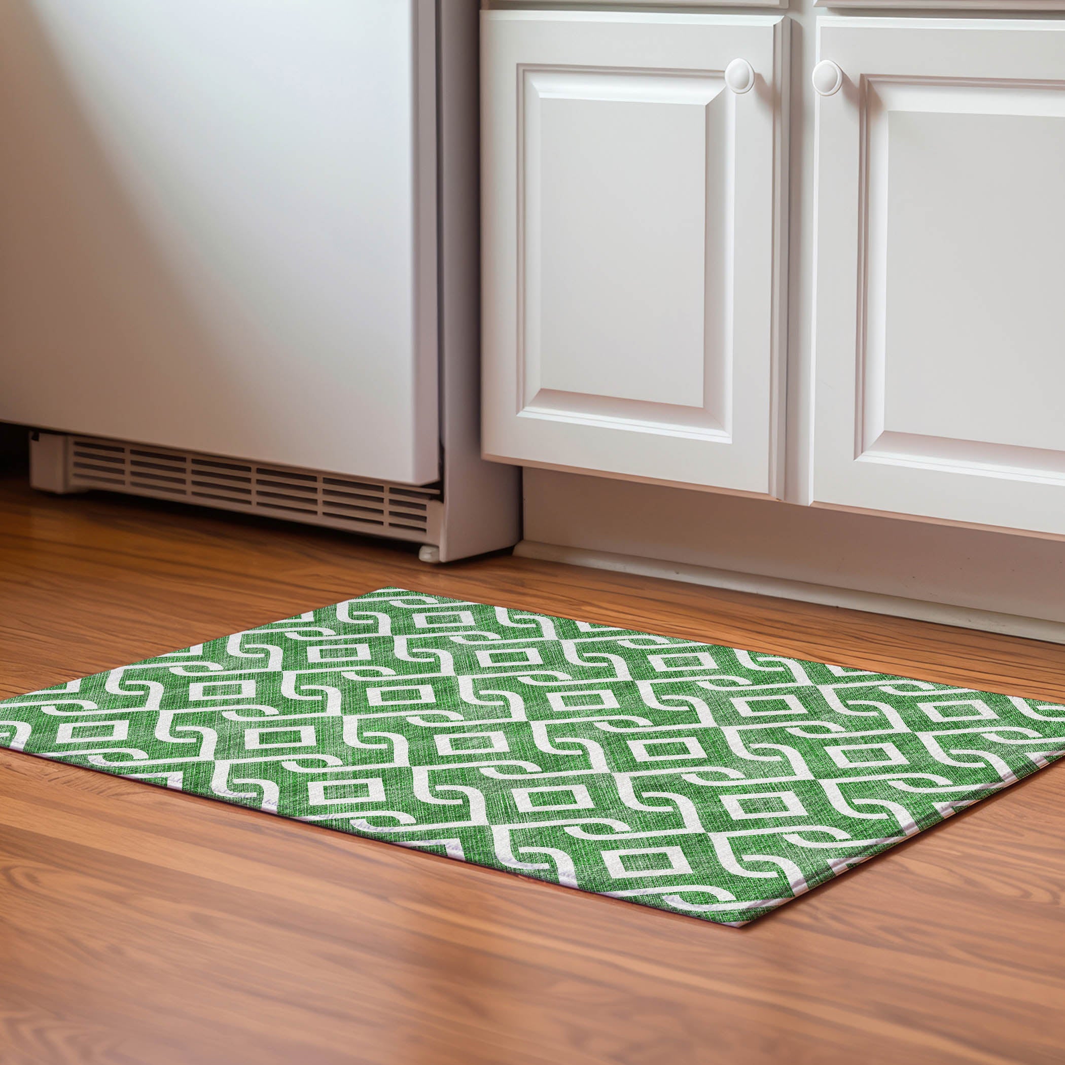 Mostar Machine Washable Transitional Emerald Green Rug 1'8" x 2'6" #shape_Rectangle