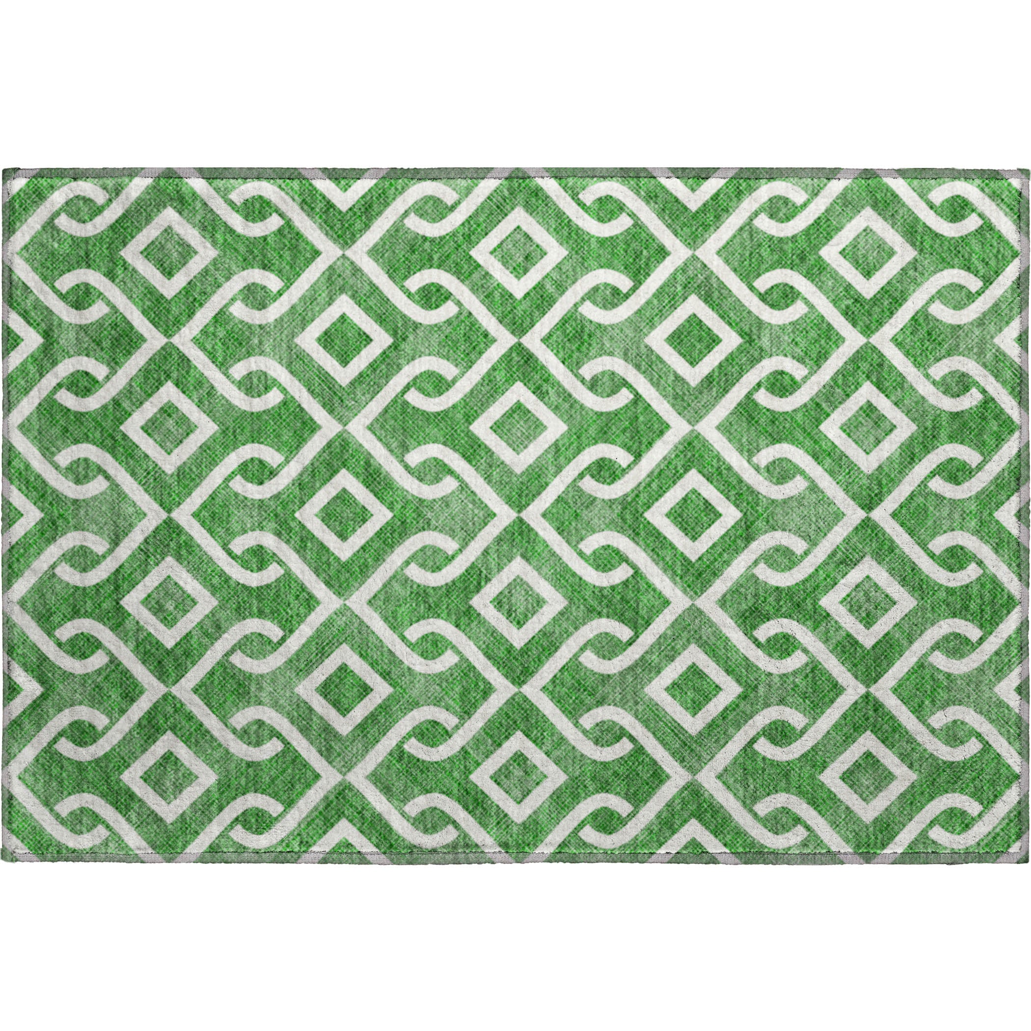 Mostar Machine Washable Transitional Emerald Green Rug 1'8" x 2'6" #shape_Rectangle