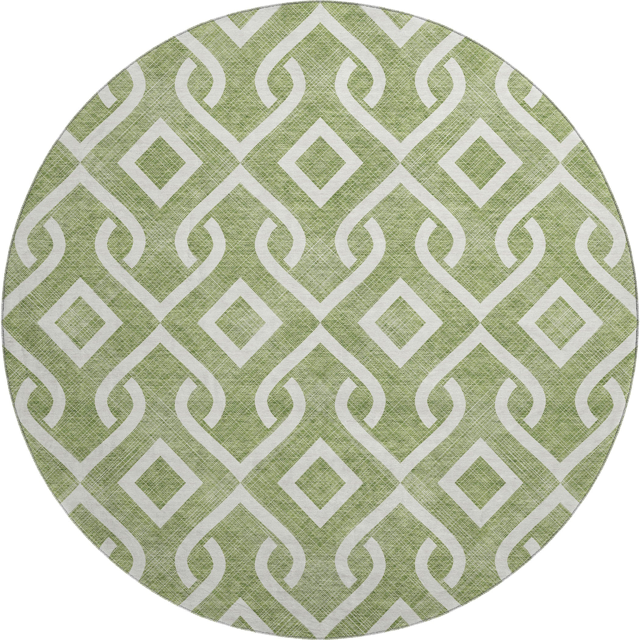 Mostar Machine Washable Transitional Green Rug 8' x 8' #shape_Round