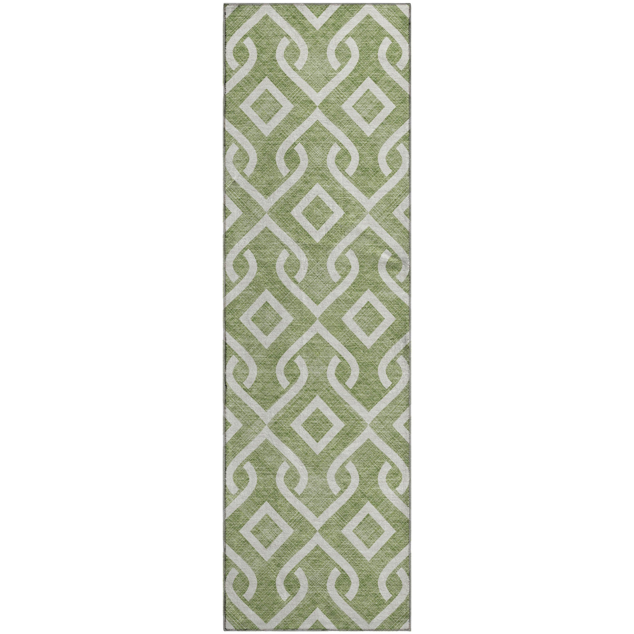 Mostar Machine Washable Transitional Green Rug 2'3" x 7'6" #shape_Runner