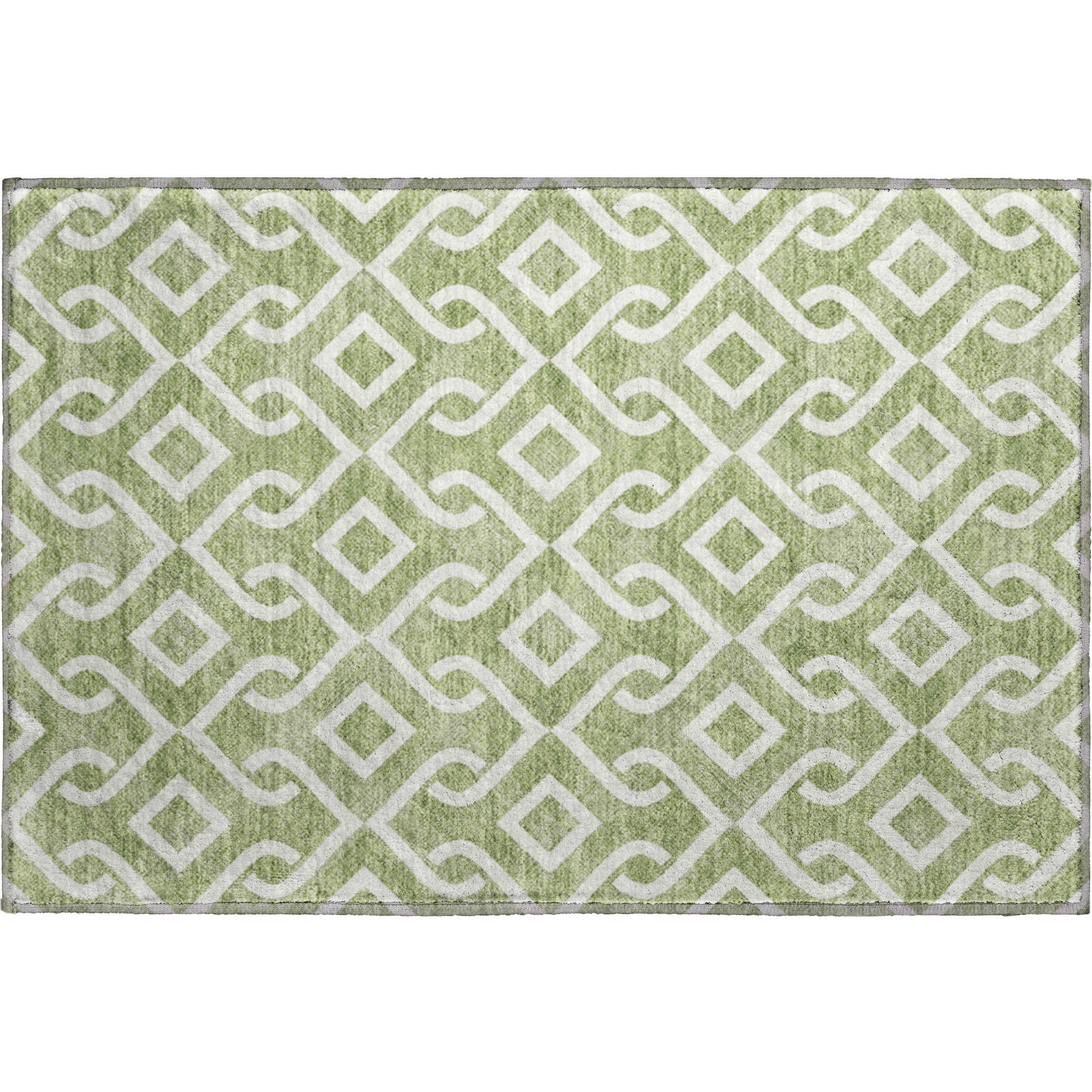 Mostar Machine Washable Transitional Green Rug 1'8" x 2'6" #shape_Rectangle