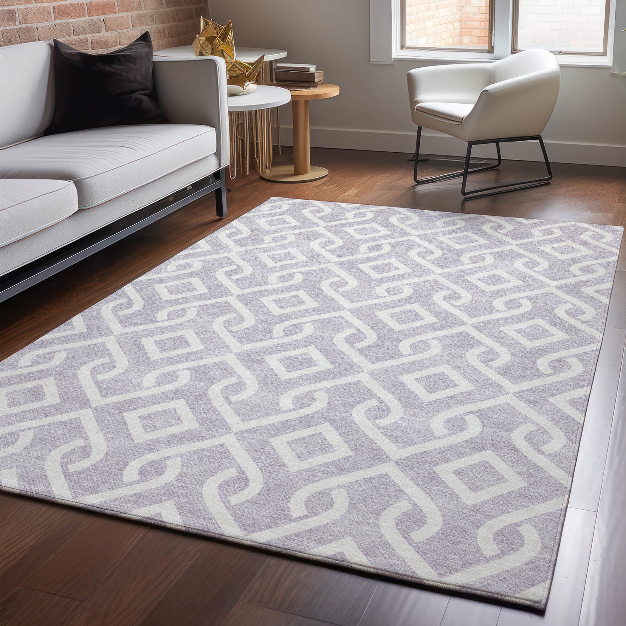 Mostar Machine Washable Transitional Lavender Purple Rug 2'6" x 3'10" #shape_Rectangle