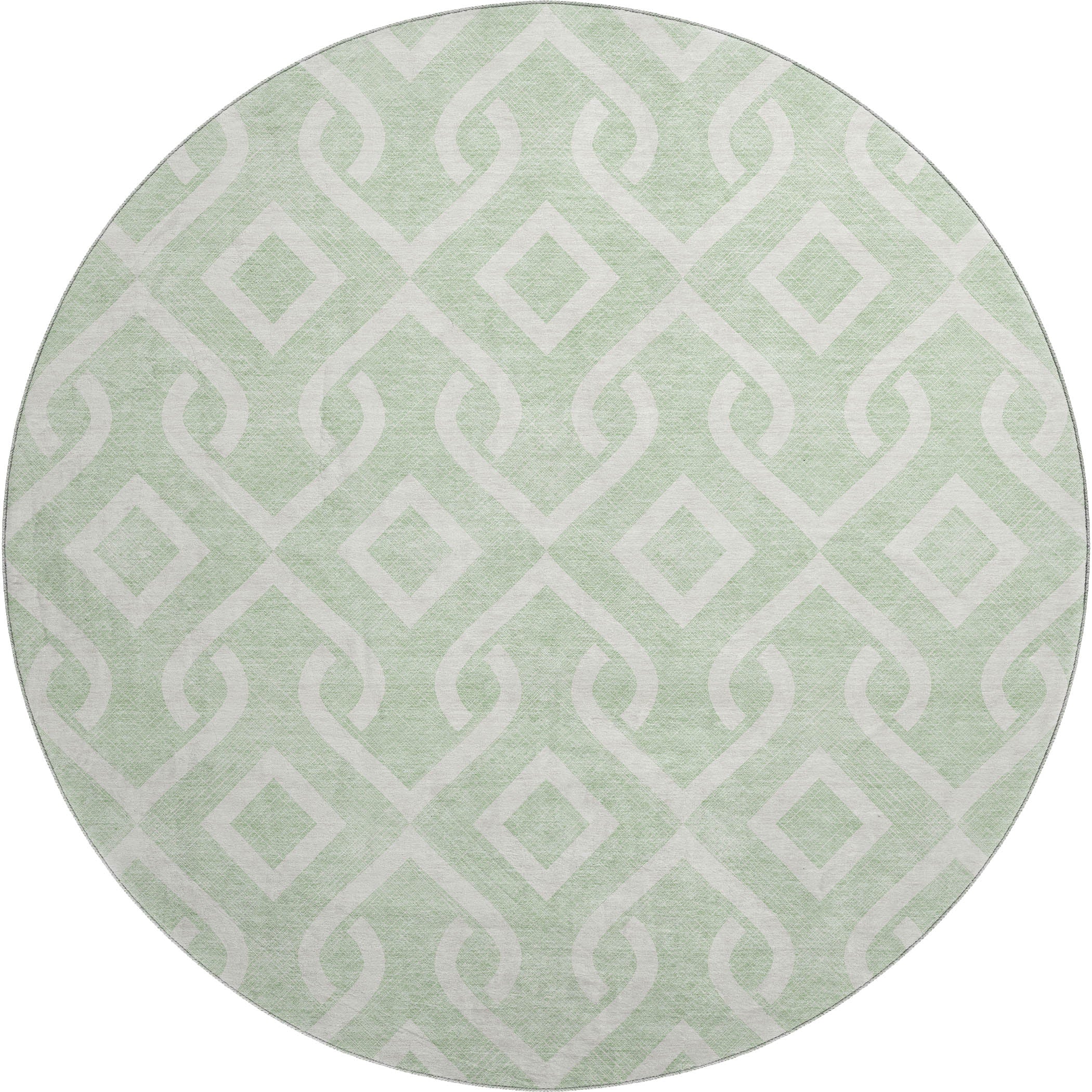 Mostar Machine Washable Transitional Mint Green Rug 8' x 8' #shape_Round