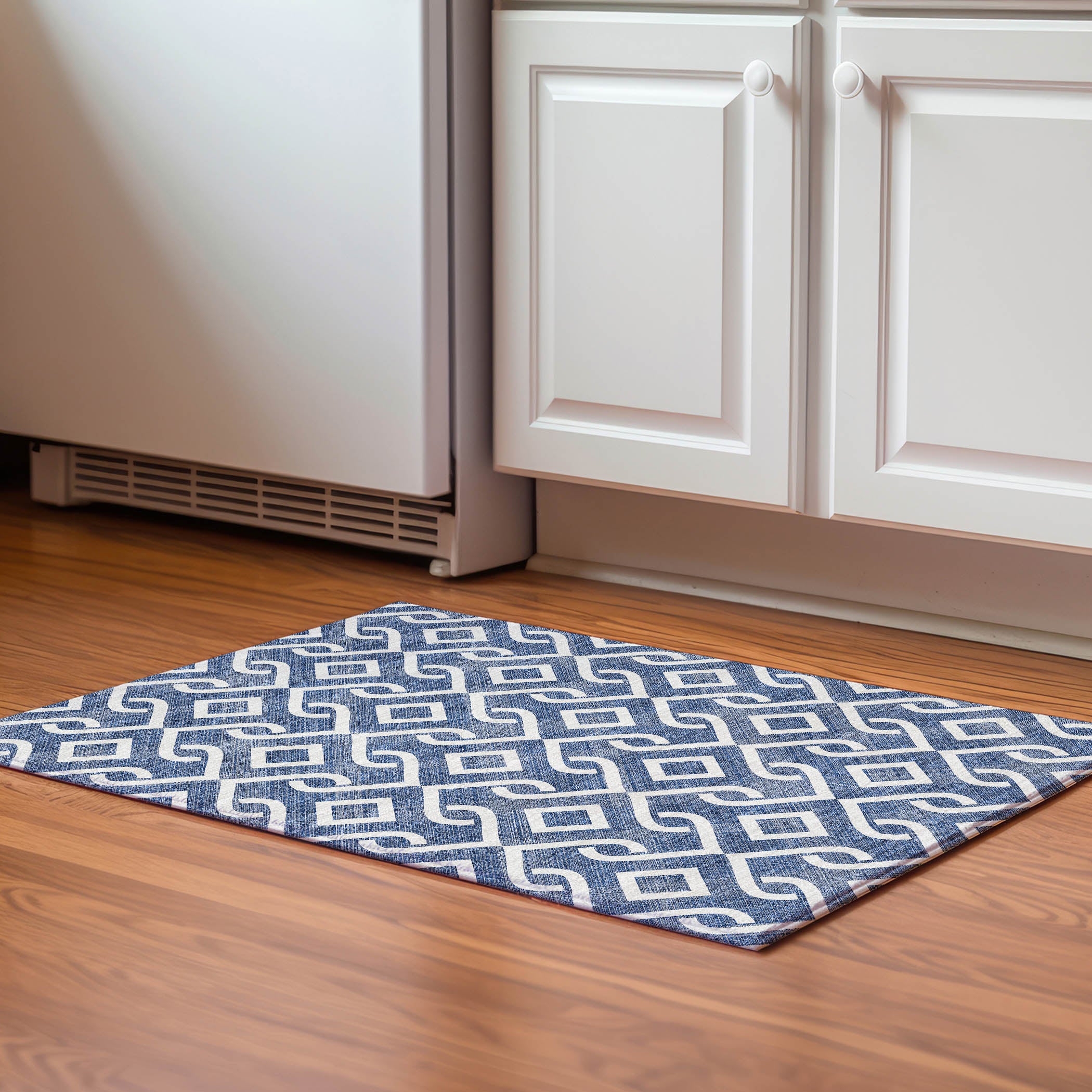 Mostar Machine Washable Transitional Navy Blue Rug 1'8" x 2'6" #shape_Rectangle