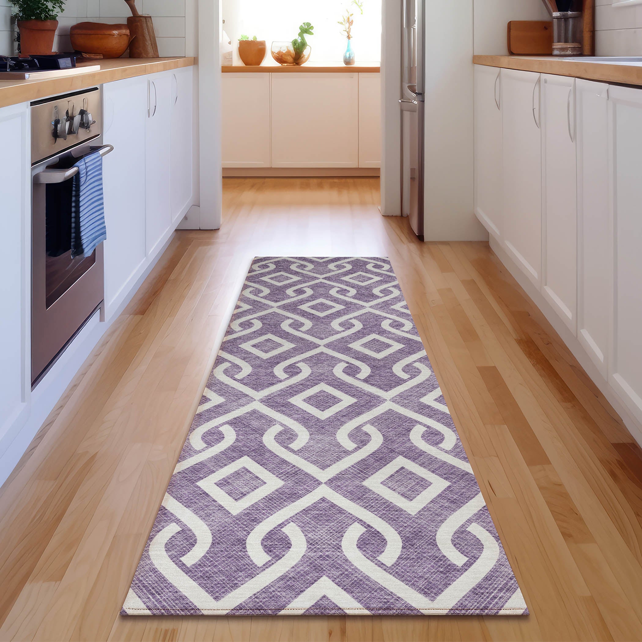 Mostar Machine Washable Transitional Purple Rug 2'3" x 7'6" #shape_Runner