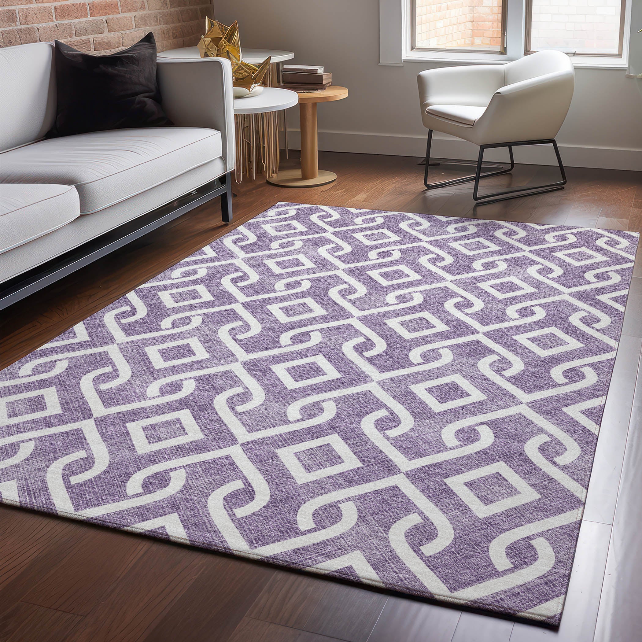 Mostar Machine Washable Transitional Purple Rug 2'6" x 3'10" #shape_Rectangle