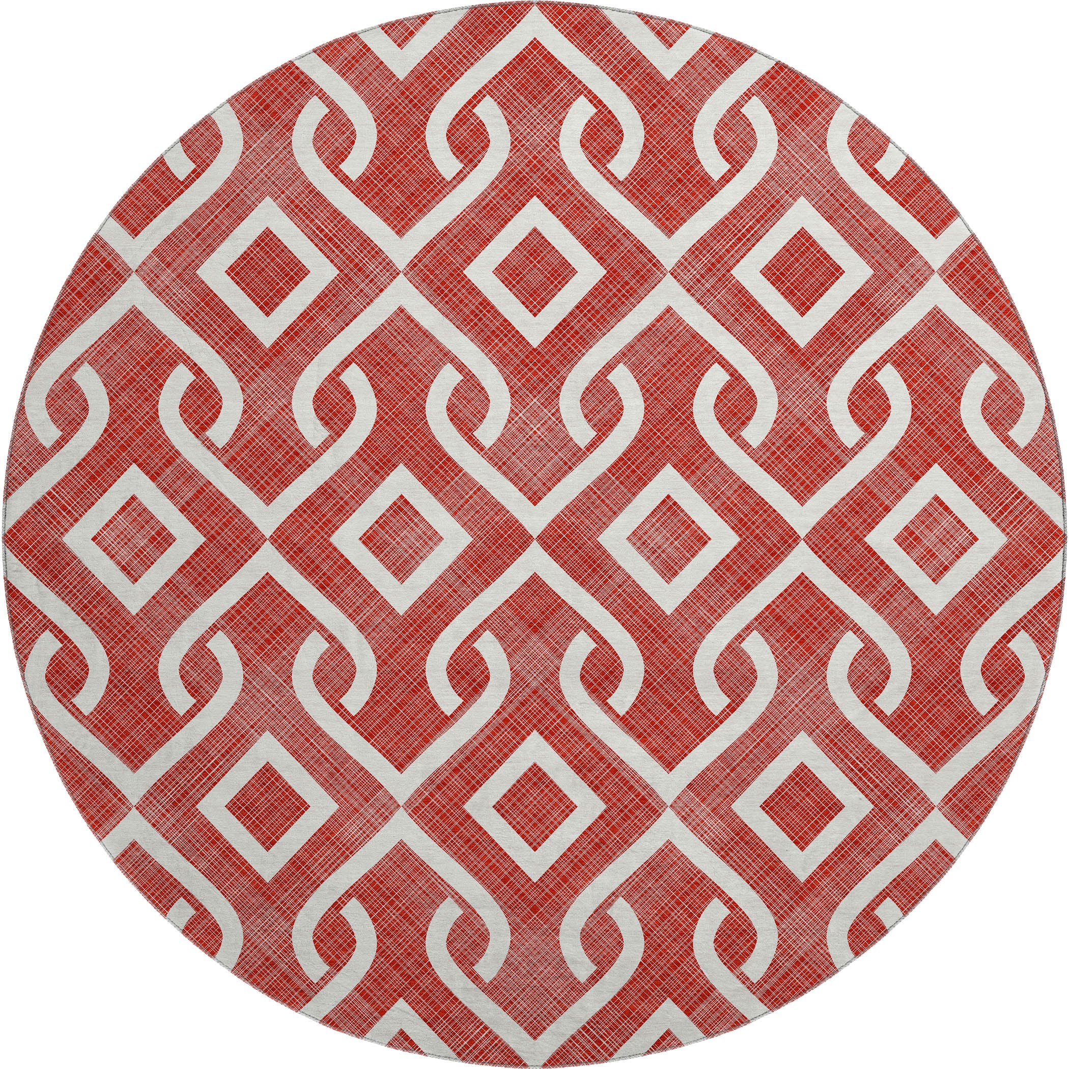 Mostar Machine Washable Transitional Red Rug 8' x 8' #shape_Round