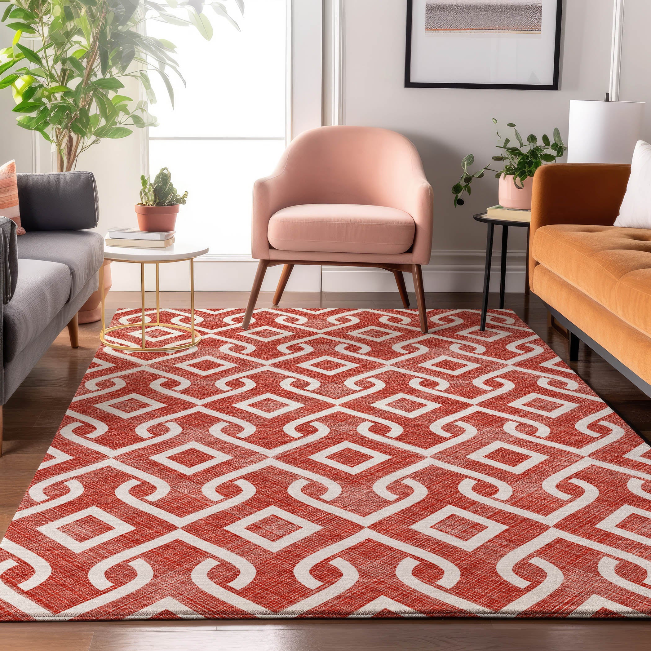 Mostar Machine Washable Transitional Red Rug 2'6" x 3'10" #shape_Rectangle