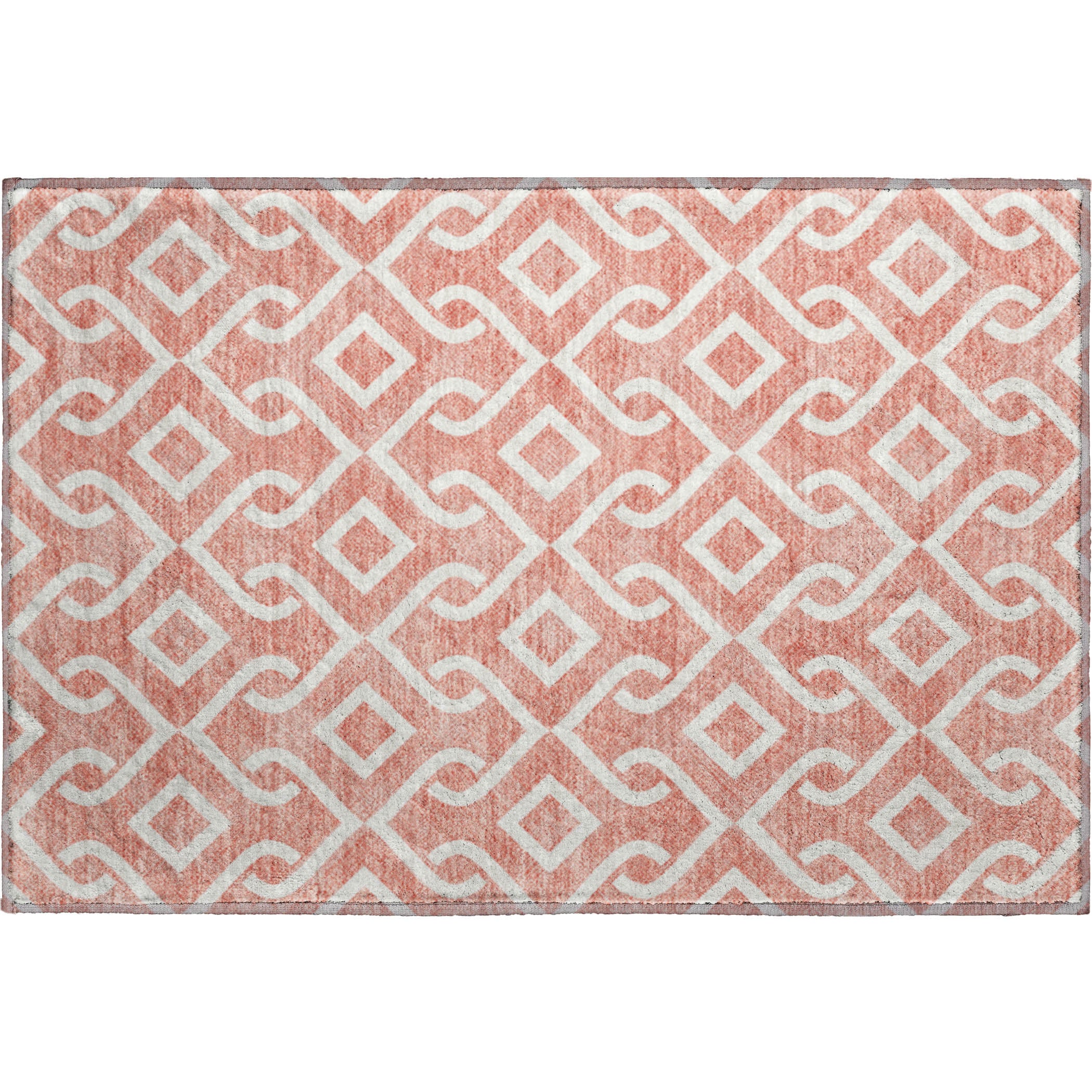 Mostar Machine Washable Transitional Salmon Orange Rug 1'8" x 2'6" #shape_Rectangle