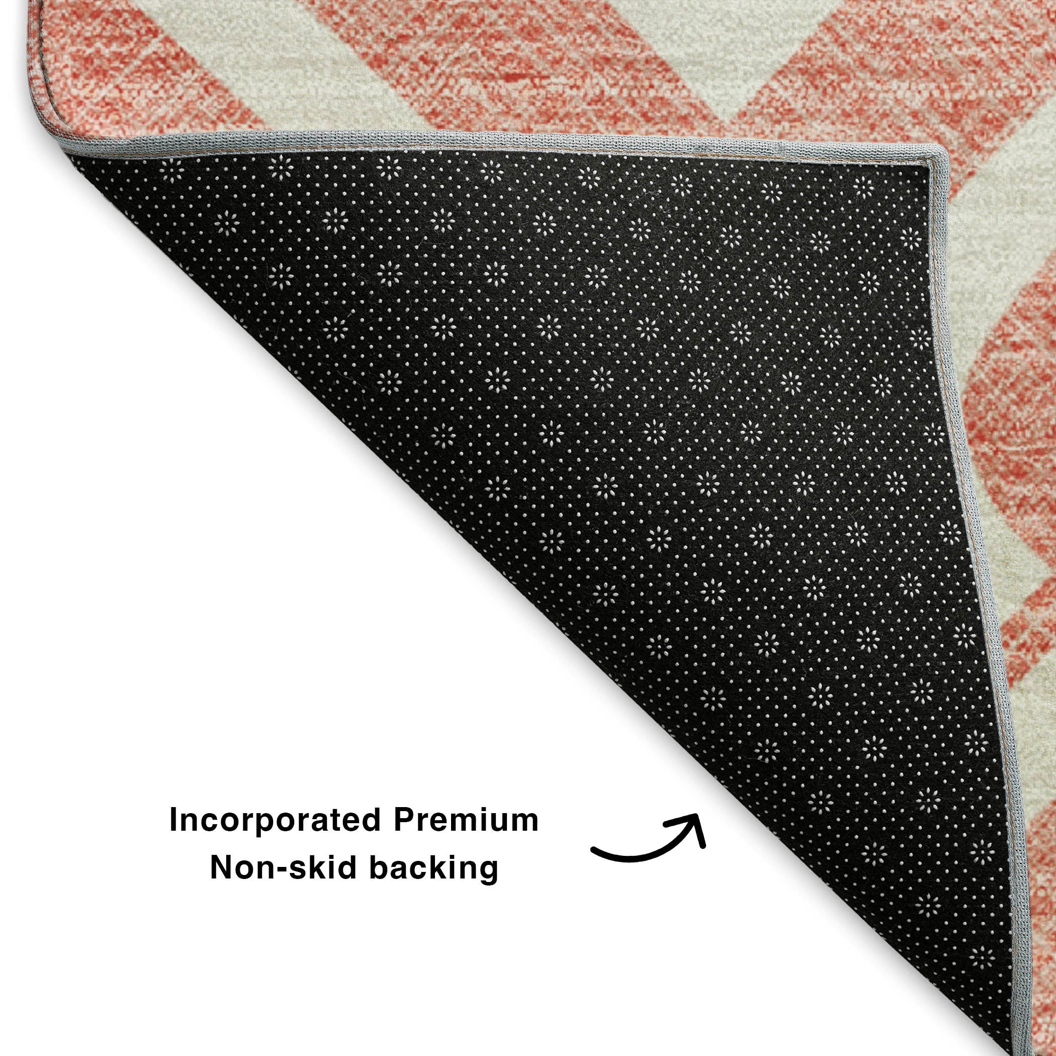 Mostar Machine Washable Transitional Salmon Orange Rug 1'8" x 2'6" #shape_Rectangle