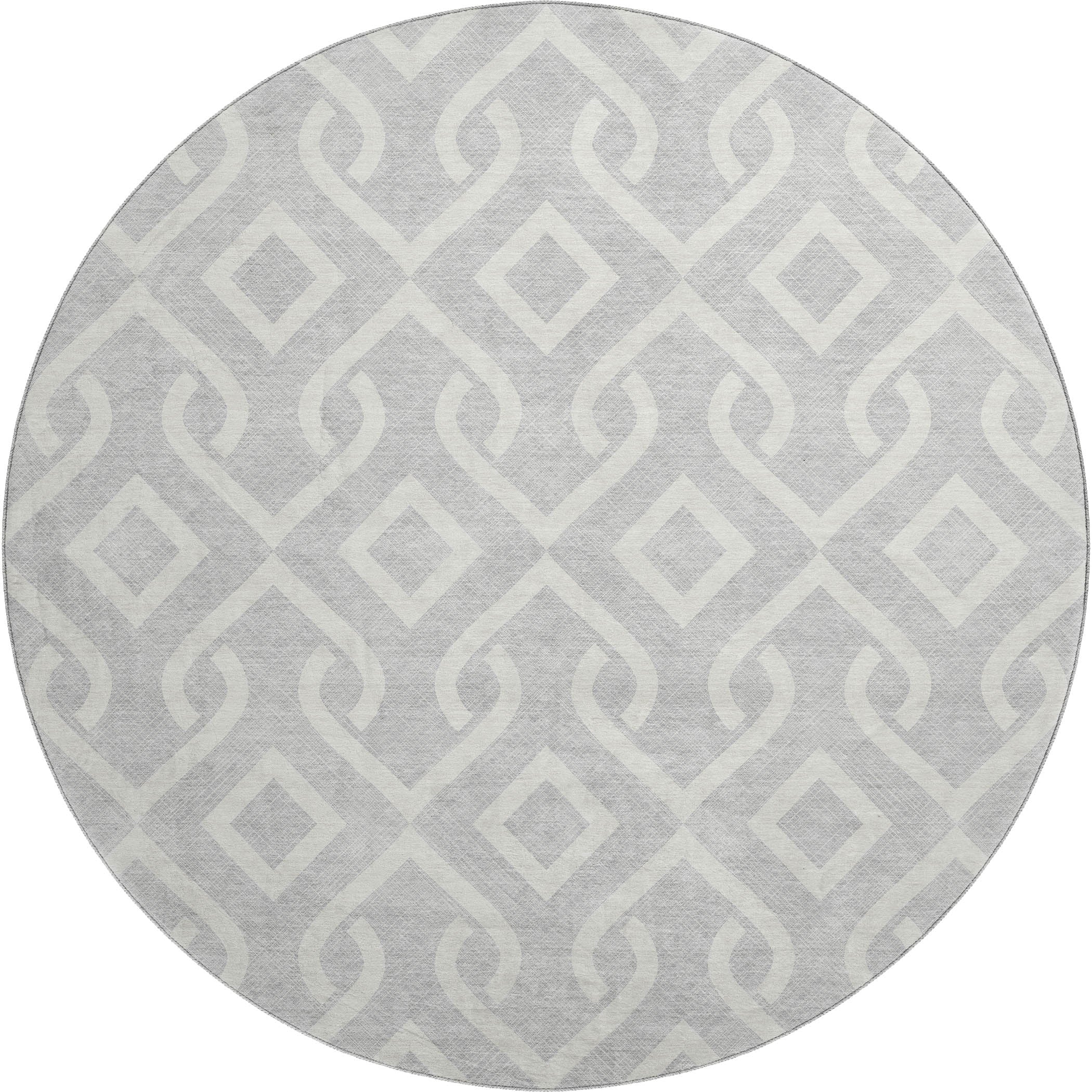 Mostar Machine Washable Transitional Silver Gray Rug 8' x 8' #shape_Round