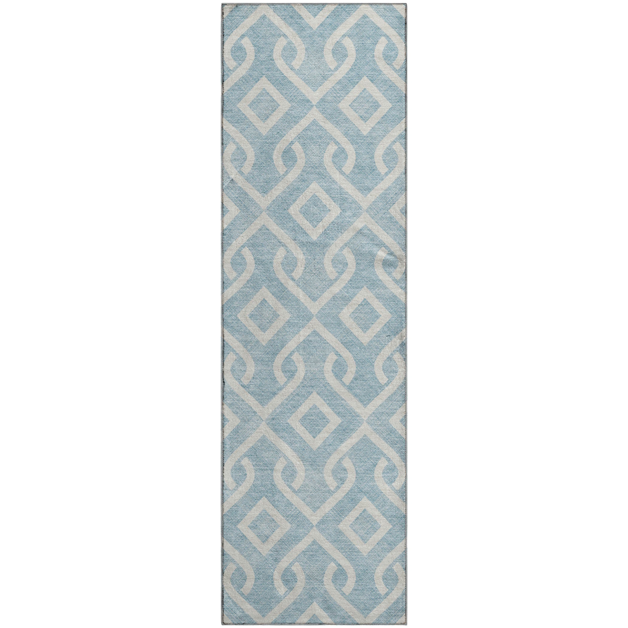 Mostar Machine Washable Transitional Sky Blue Rug 2'3" x 7'6" #shape_Runner