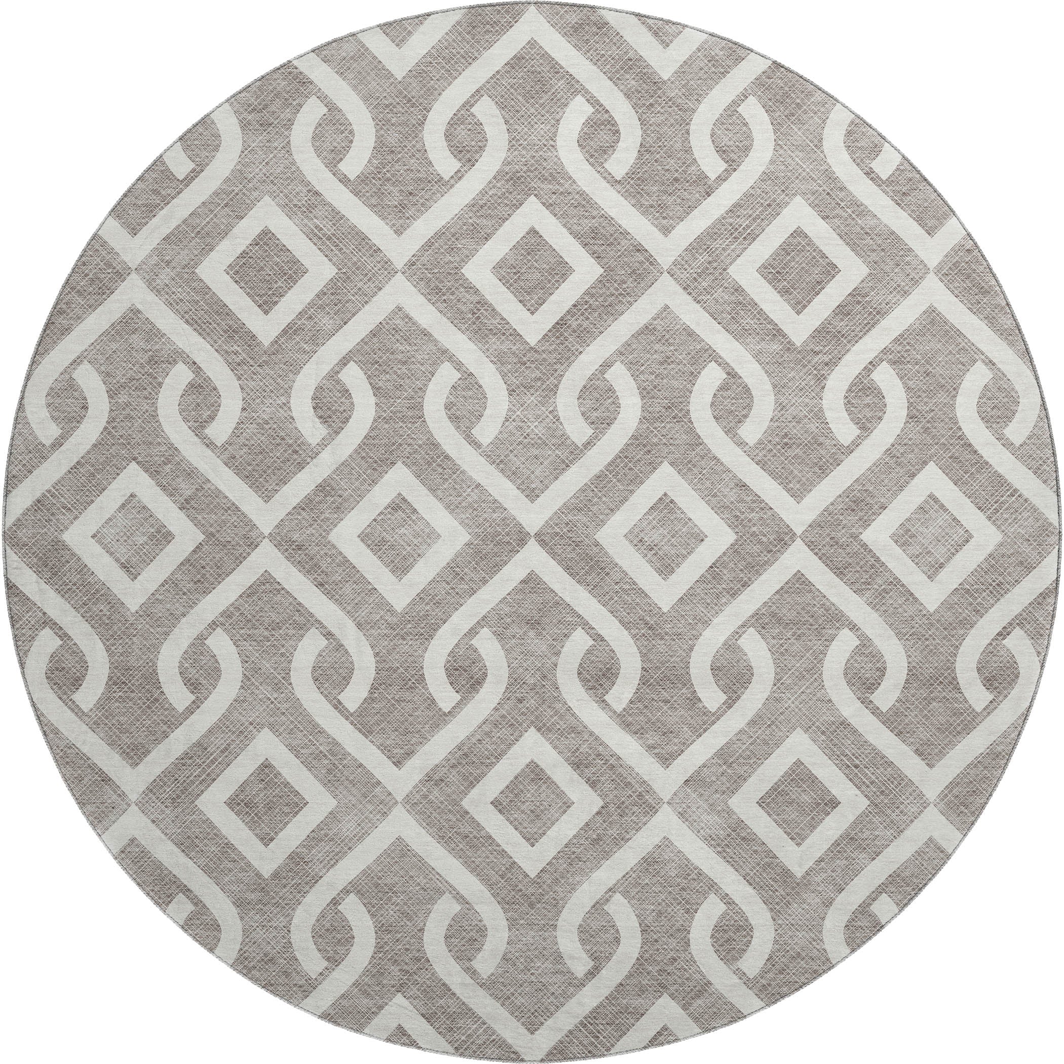 Mostar Machine Washable Transitional Taupe Brown Rug 8' x 8' #shape_Round