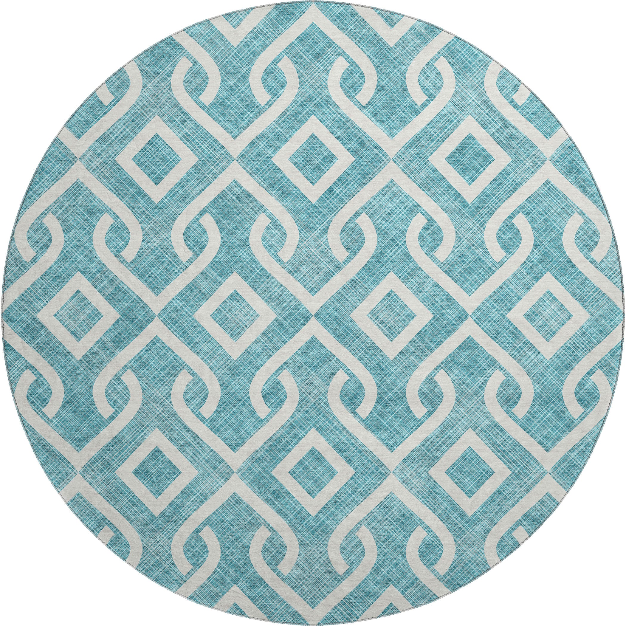 Mostar Machine Washable Transitional Teal Rug 8' x 8' #shape_Round