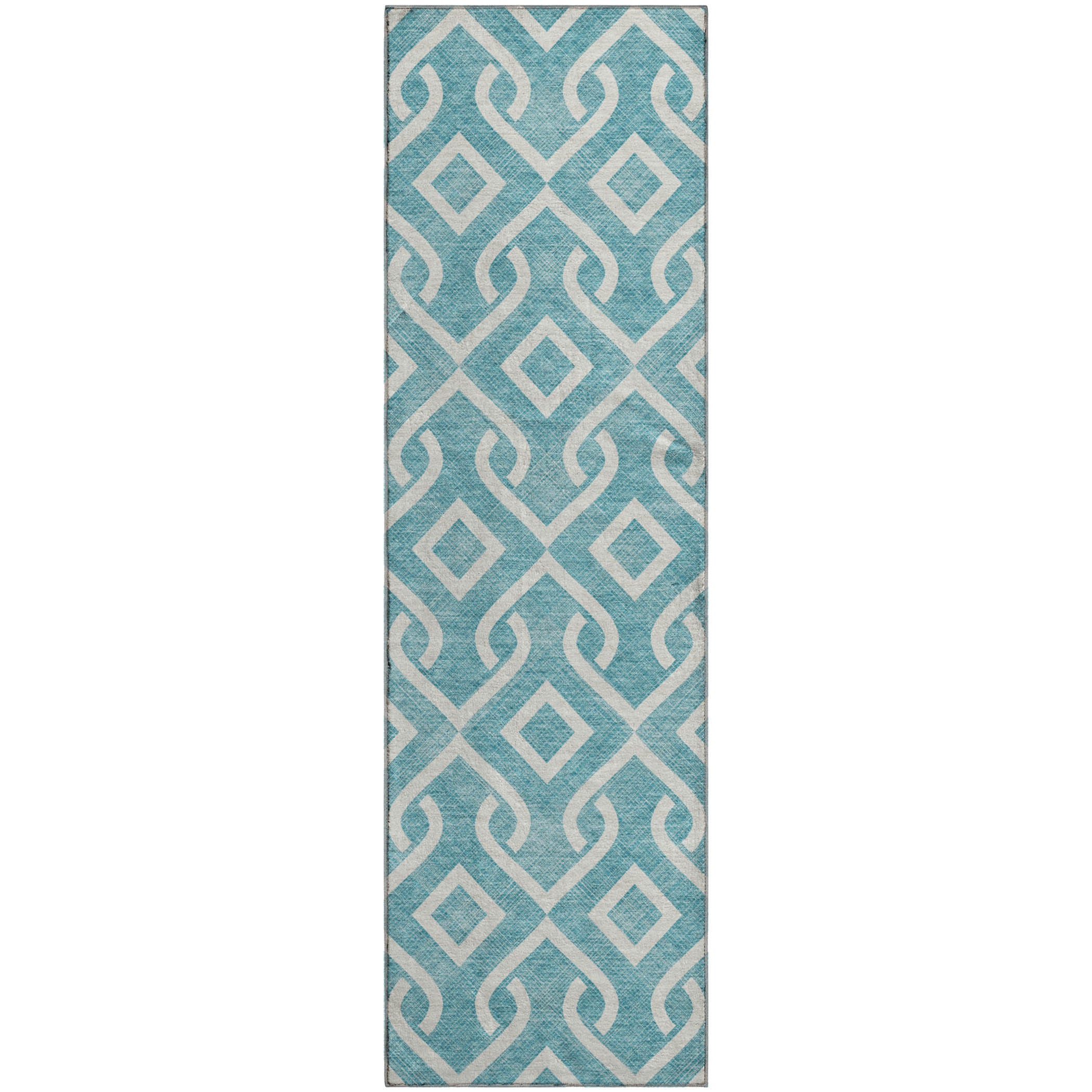 Mostar Machine Washable Transitional Teal Rug 2'3" x 7'6" #shape_Runner