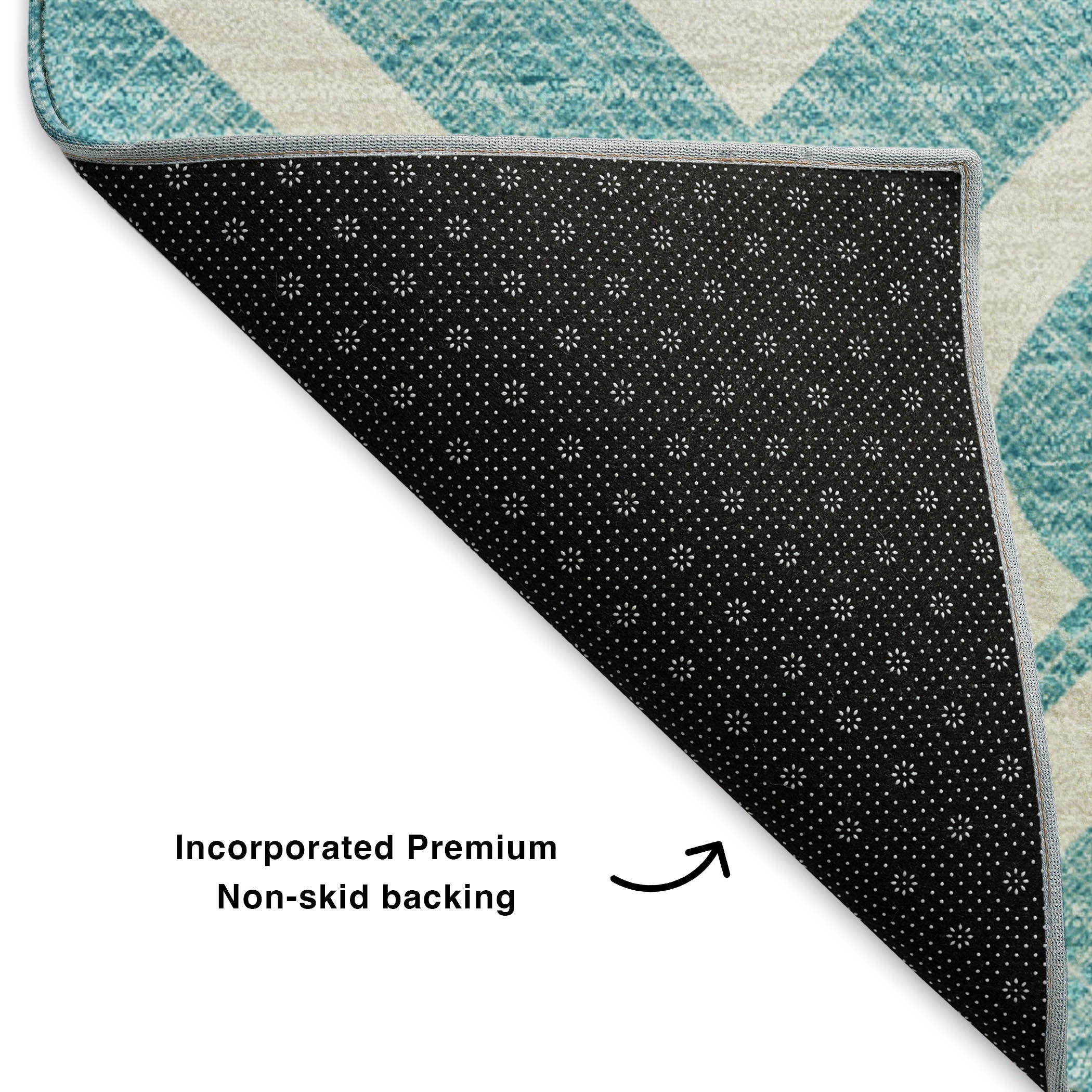 Mostar Machine Washable Transitional Teal Rug 1'8" x 2'6" #shape_Rectangle