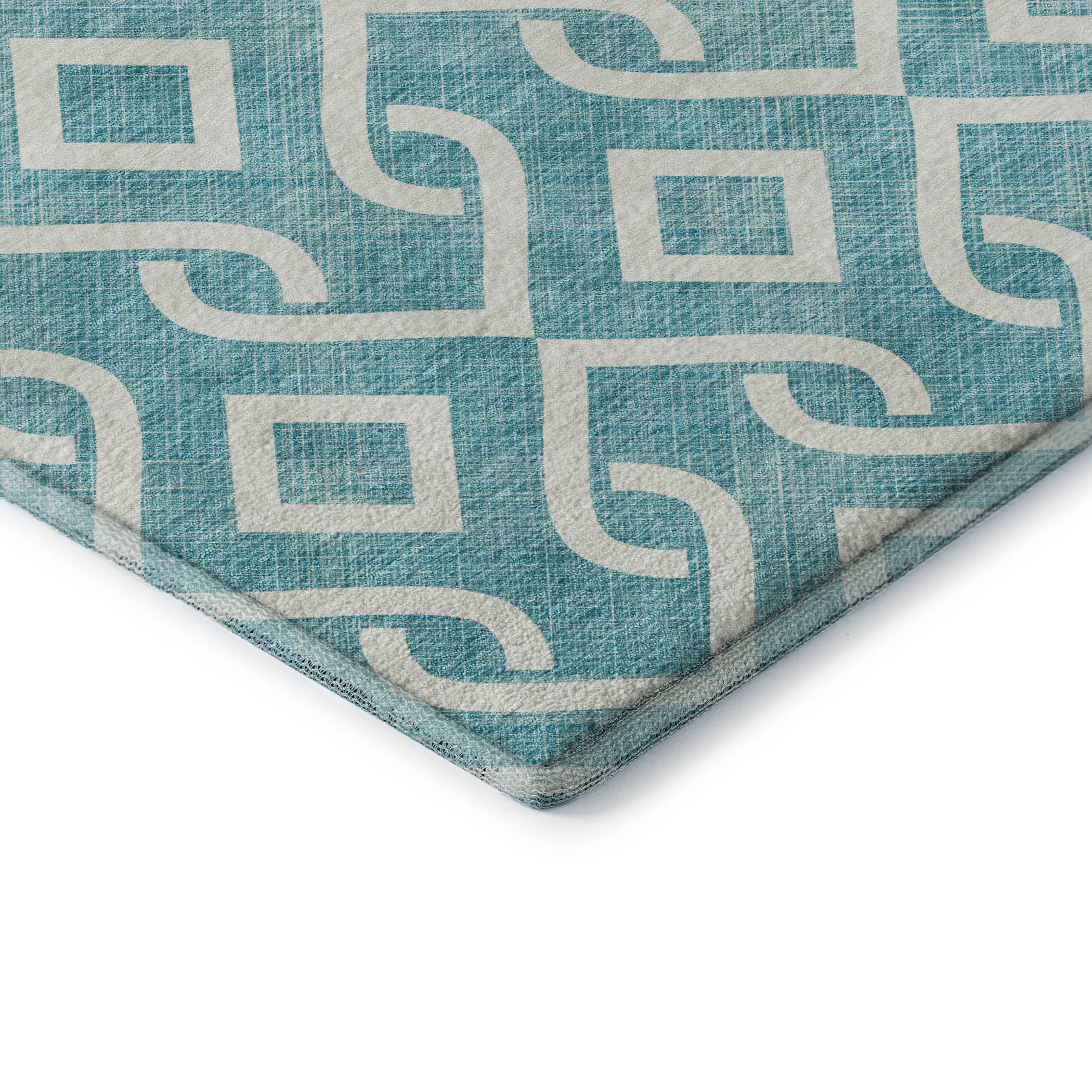 Mostar Machine Washable Transitional Teal Rug 1'8" x 2'6" #shape_Rectangle