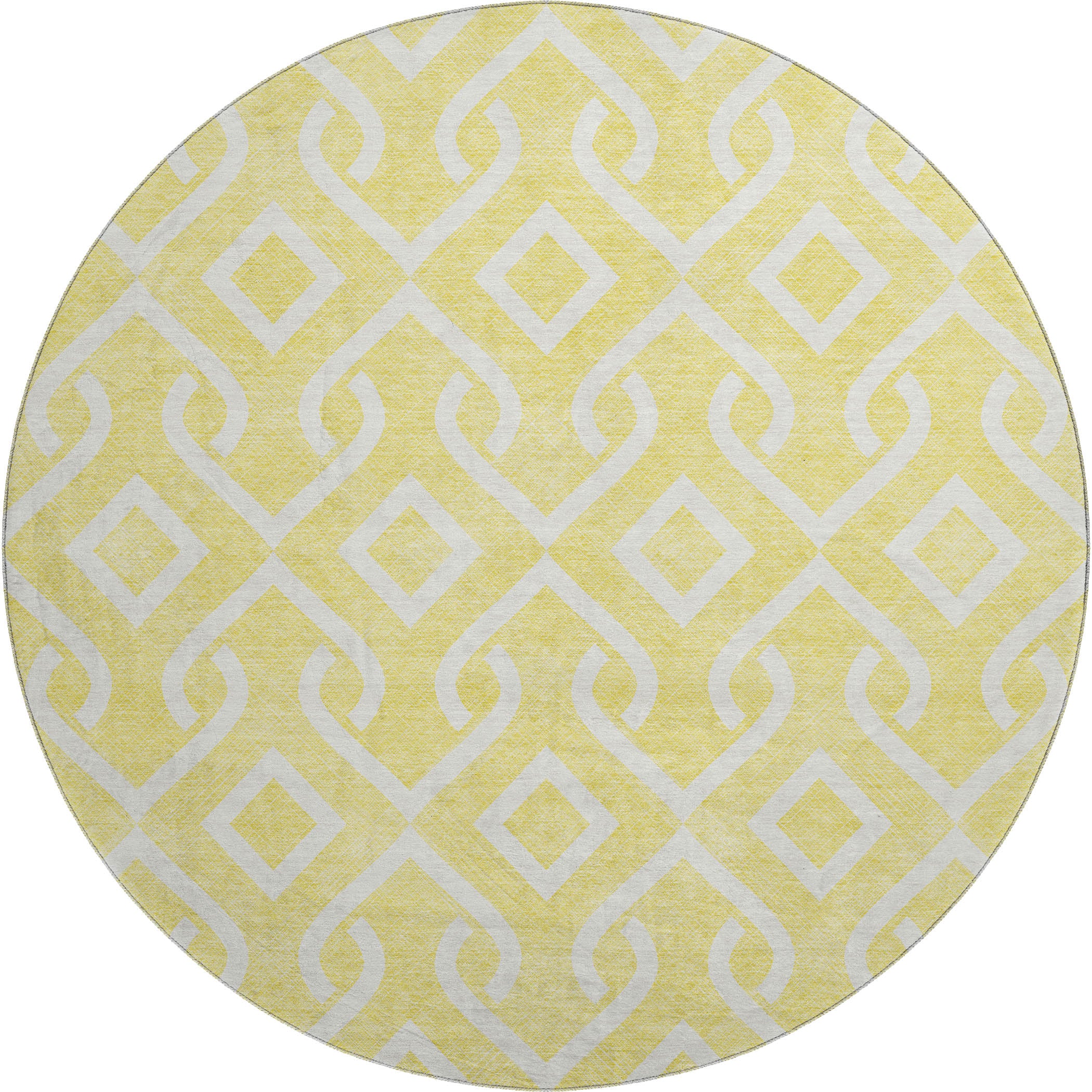 Mostar Machine Washable Transitional Yellow Gold Rug 8' x 8' #shape_Round