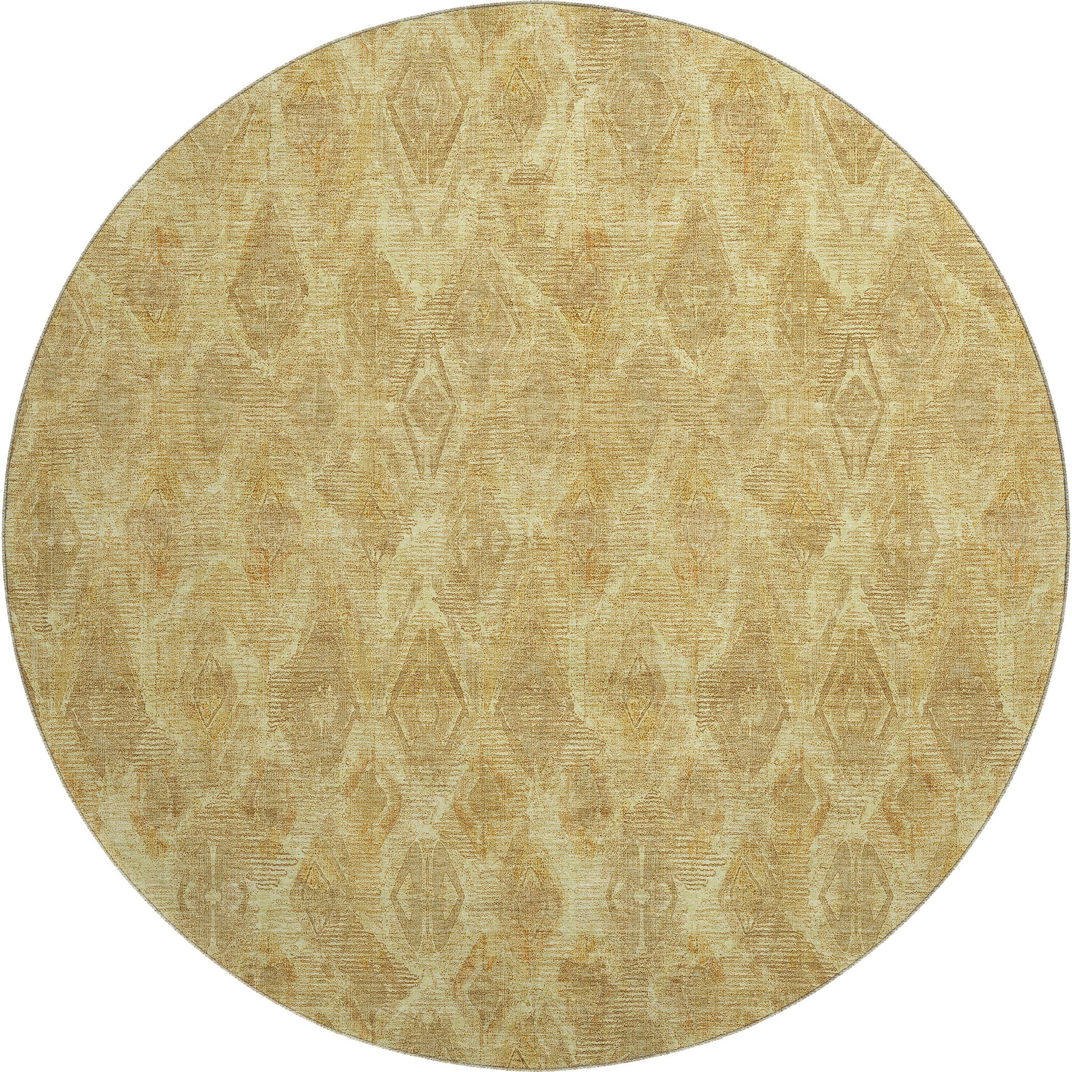 Valletta Machine Washable Traditional Gold Rug 8' x 8' #shape_Round