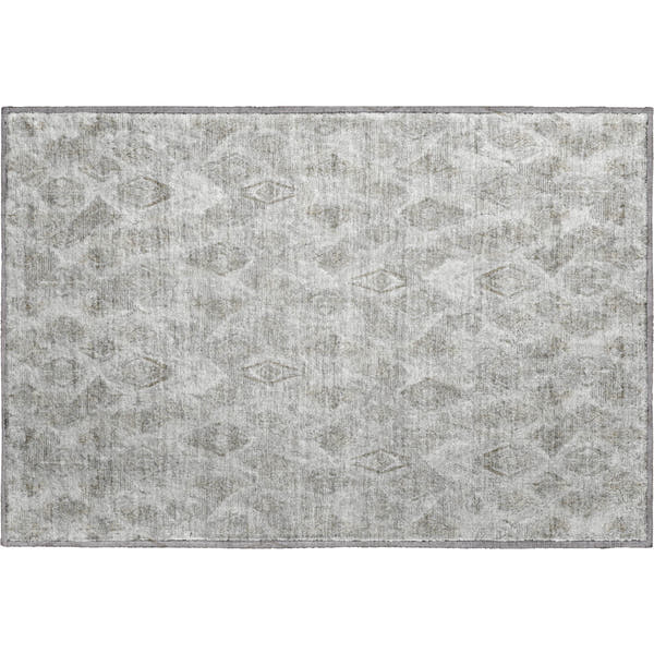 Valletta Machine Washable Traditional Silver Gray Rug 1'8" x 2'6"