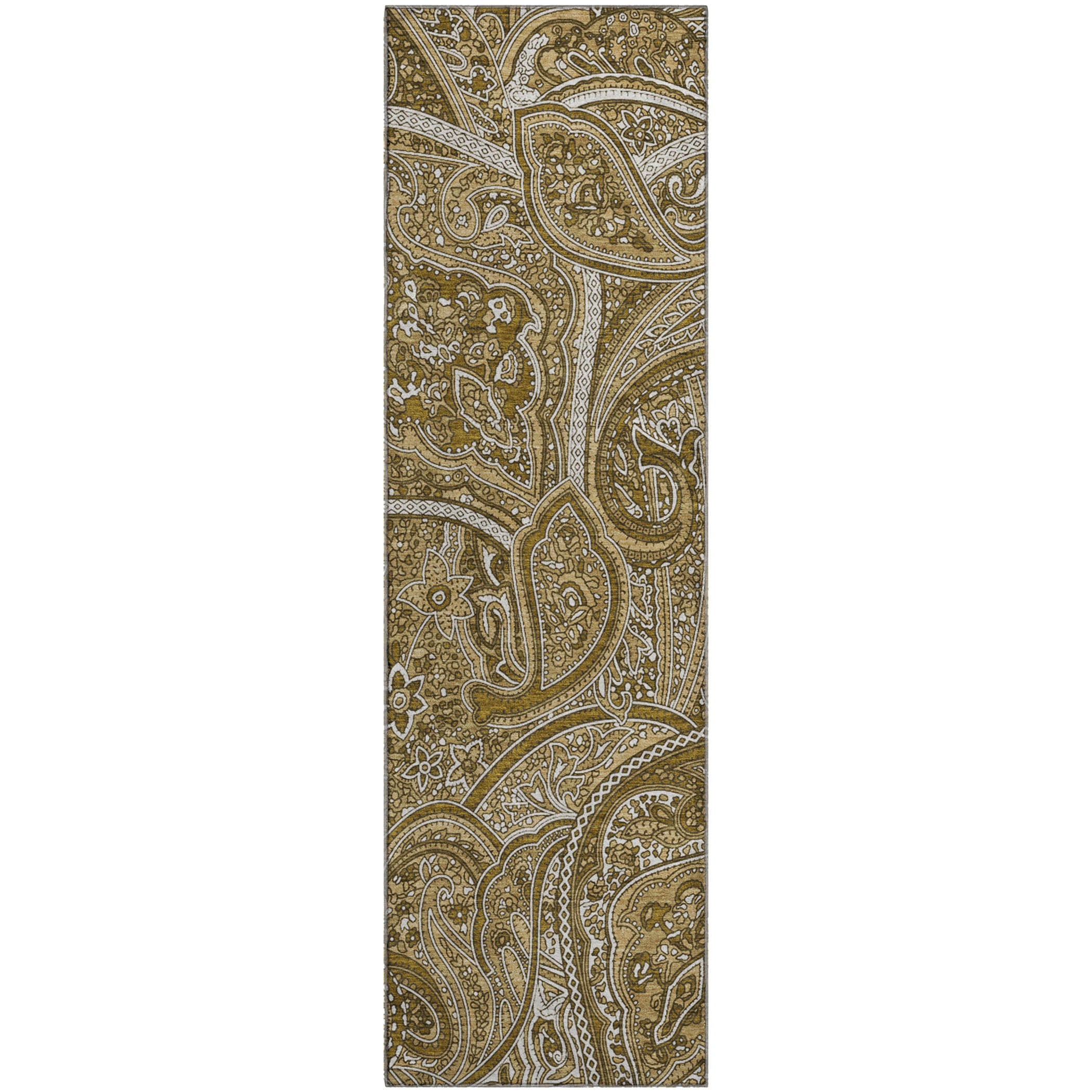 Oaxaca Machine Washable Traditional Brown Rug 2'3" x 7'6" #shape_Runner