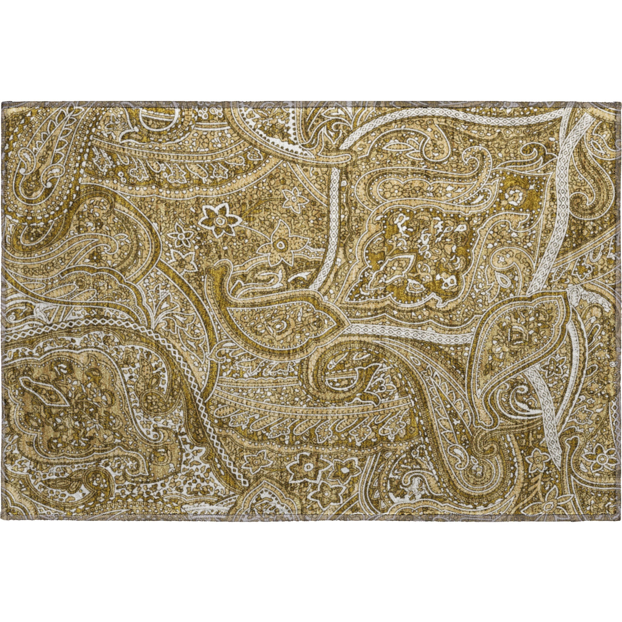 Oaxaca Machine Washable Traditional Brown Rug 1'8" x 2'6" #shape_Rectangle