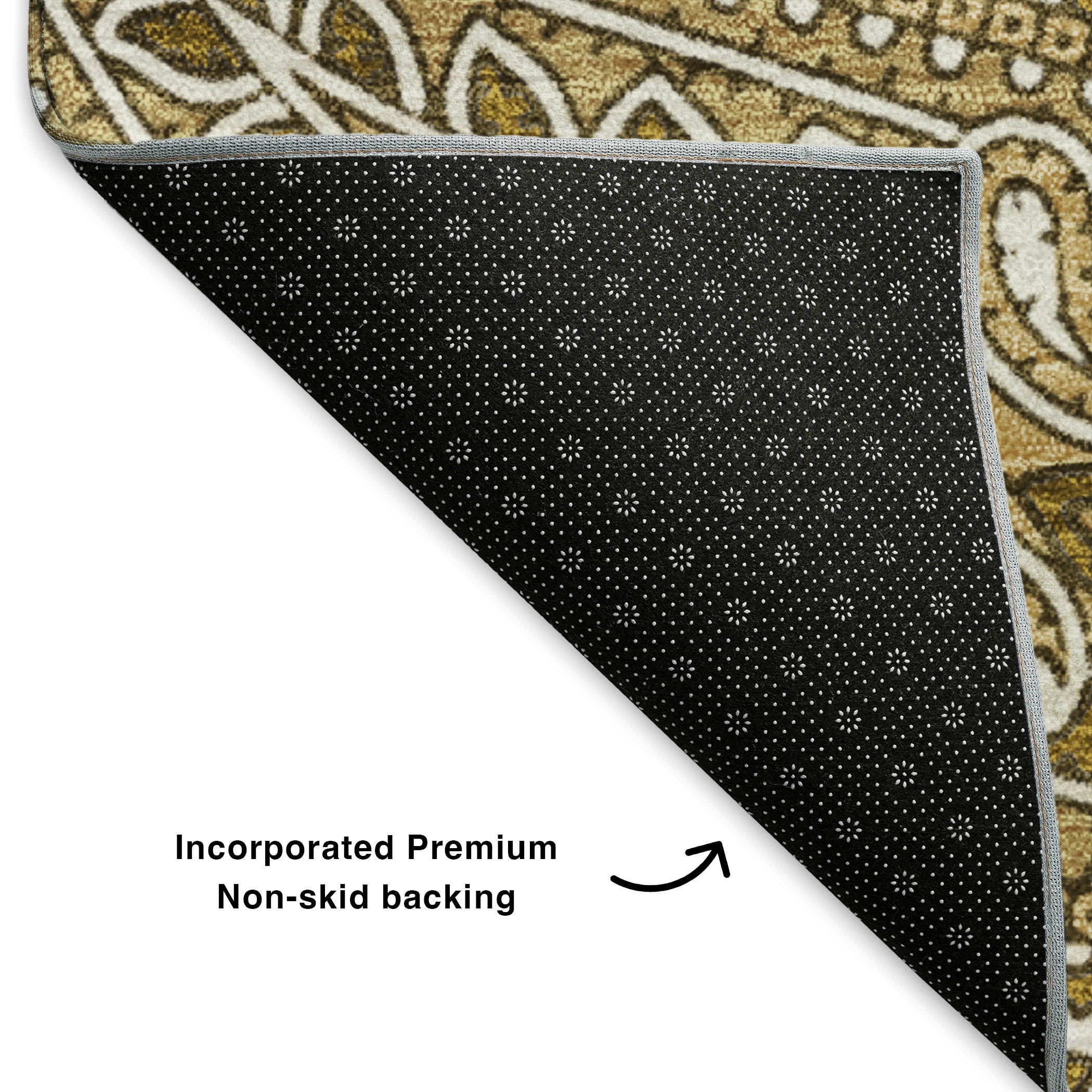 Oaxaca Machine Washable Traditional Brown Rug 1'8" x 2'6" #shape_Rectangle