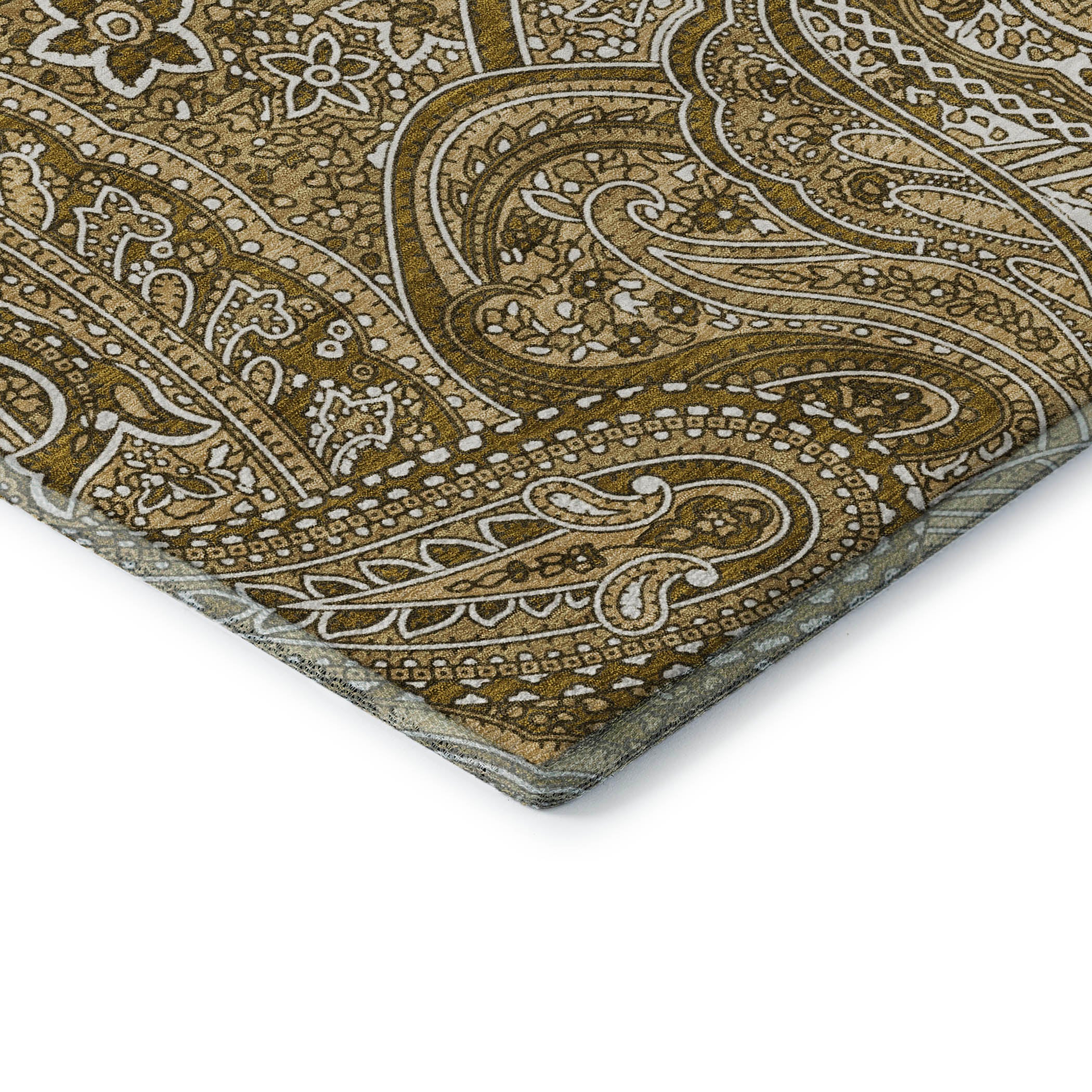 Oaxaca Machine Washable Traditional Brown Rug 1'8" x 2'6" #shape_Rectangle
