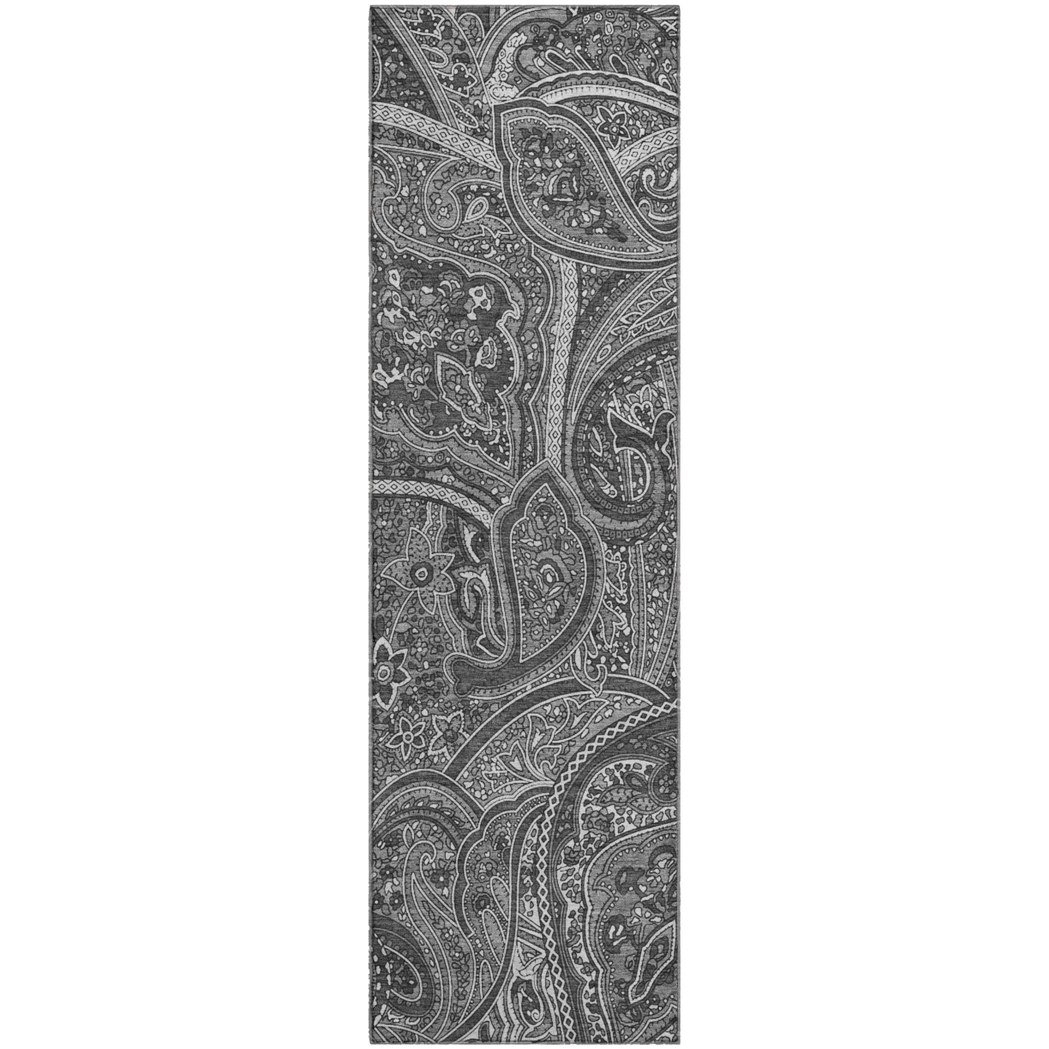 Oaxaca Machine Washable Traditional Gray Rug 2'3" x 7'6" #shape_Runner