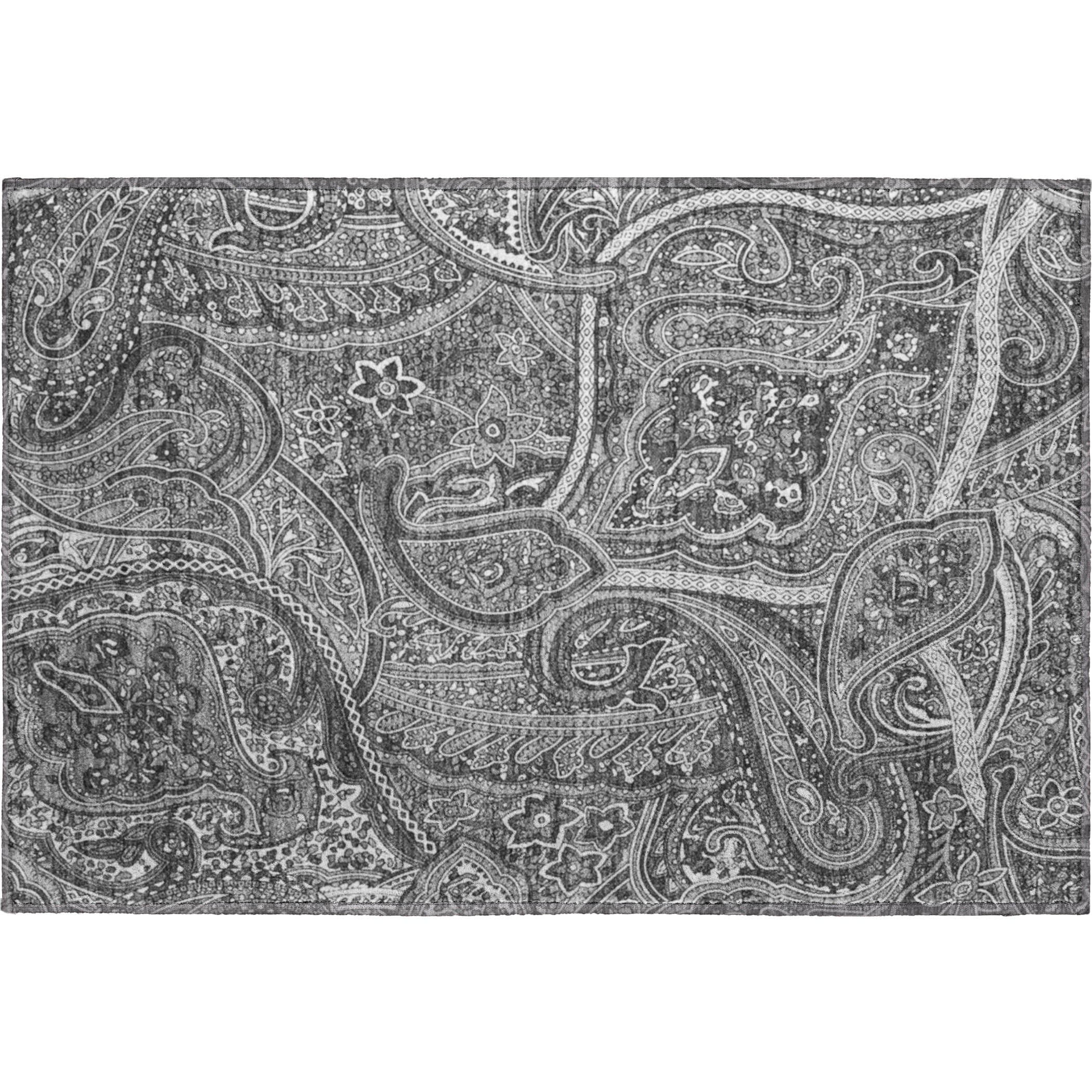 Oaxaca Machine Washable Traditional Gray Rug 1'8" x 2'6" #shape_Rectangle