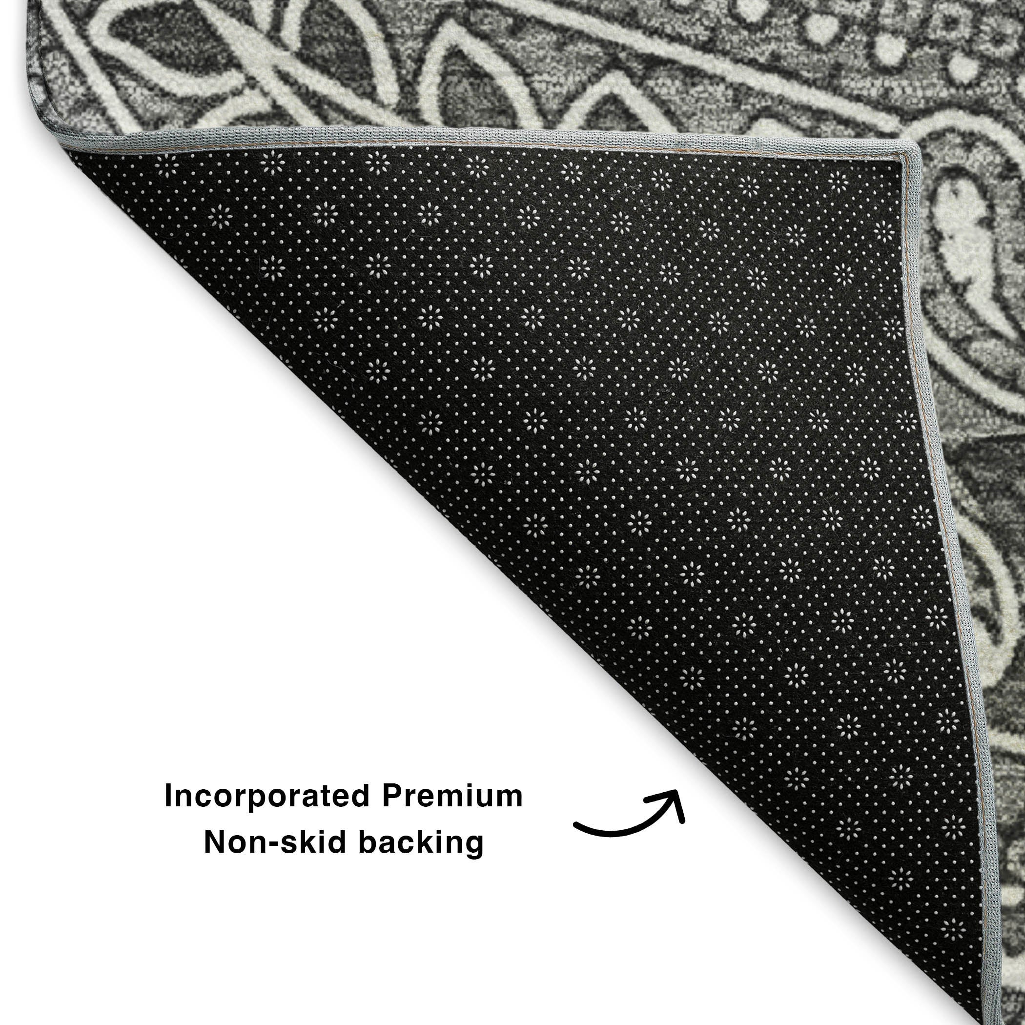 Oaxaca Machine Washable Traditional Gray Rug 1'8" x 2'6" #shape_Rectangle